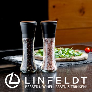 LINFELDT Salz-/Pfeffermühle mit Keramikmahlwerk & Edelstahl - Verstellbar Grob & Fein Manuell