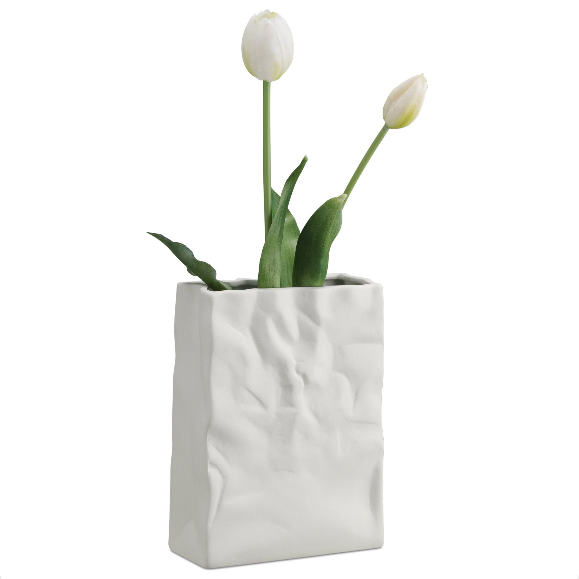 Vase Deko - aus Papiertüte Bag Keramik Blumenvase Paper Navaris Dekovase