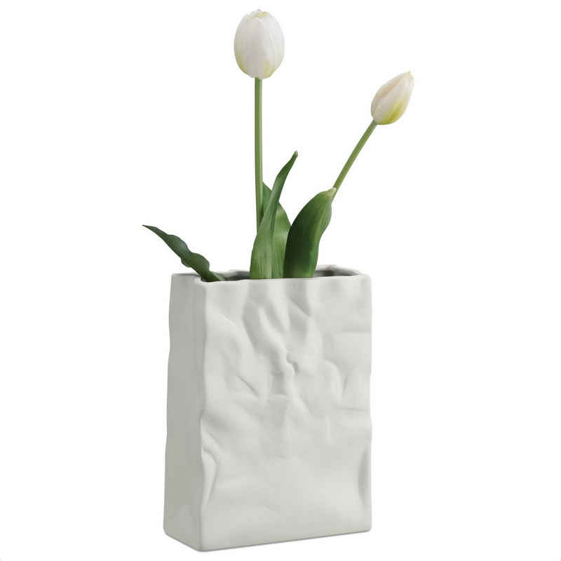 Navaris Dekovase Paper Bag Vase aus Keramik - Papiertüte Deko Blumenvase (1 St)