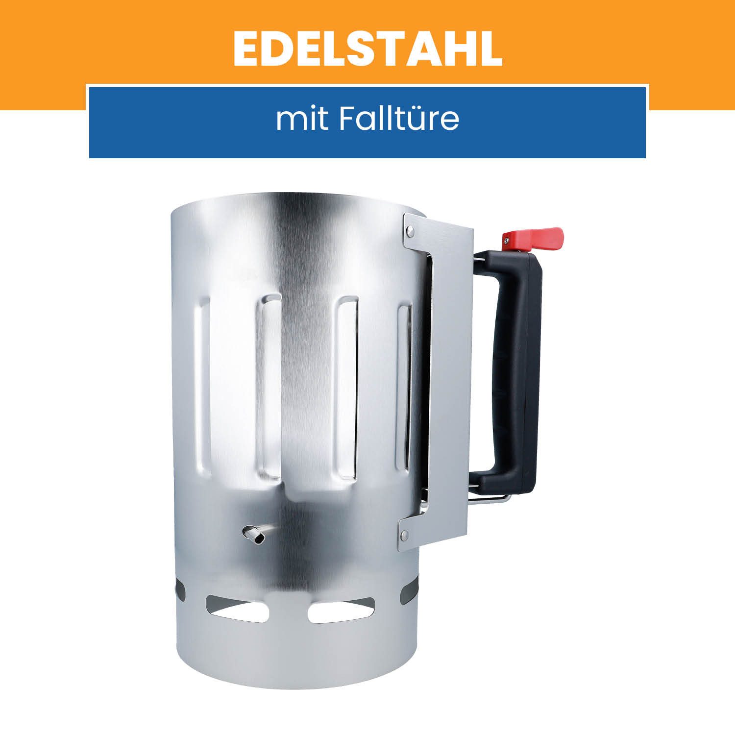 EUROHOME Anzündkamin Sicherheitsanzündkamin mit Falltür (1-tlg., Grillkohle Anzünder Ø16,5 cm, Höhe 29 cm), Anzündkamin mit Sicherheitsgriff – Bild 3 von 4