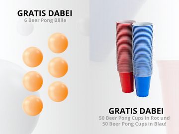 Stagecaptain Spieltisch Beer Pong Tisch “Basic” - Bierpongtisch - Klapptisch aus Alu, (Inkl. 90 Becher und 6 Bälle, 3-tlg), Schnell aufgebaut und kompakt beim Transport