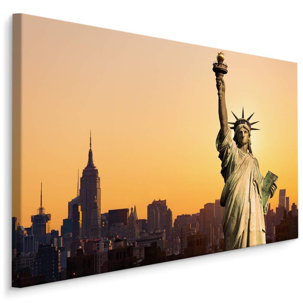 Muralo Leinwandbild Architektur – Leinwandbild Wandbild Kunstdruck Wohnzimmer, Gebäude (1 St), Stadt – New York – Freiheitsstatue, 70 x 50 cm, aufhängefertig