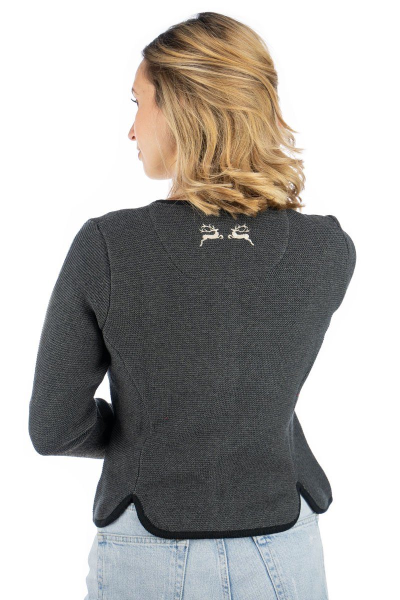 OS Trachten Strickjacke Enkeyo Trachtenjacke mit aufgesetzten Taschen, Hirsch-Stick auf linker Brust – Bild 4 von 4