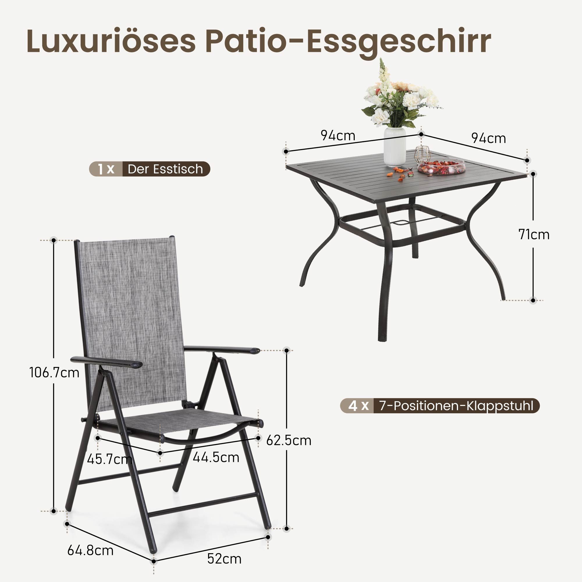 PHI VILLA Garten-Essgruppe, (Outdoor Terrassenmöbel Set günstig online kaufen