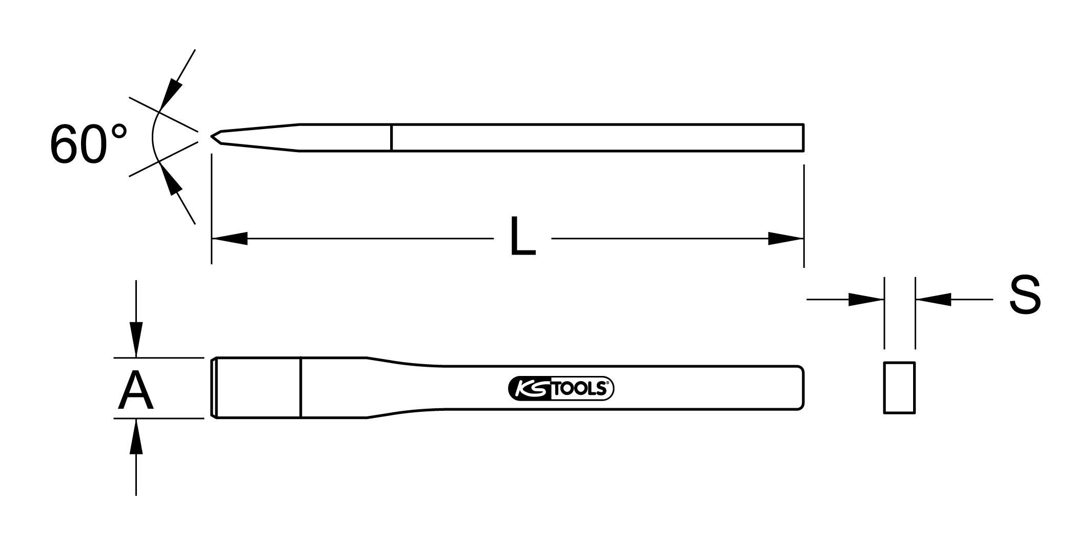 Thumbnail - KS Tools Flachmeißel, 250 in mm, Maurermeißel, 8-kant, 27 x 250 mm