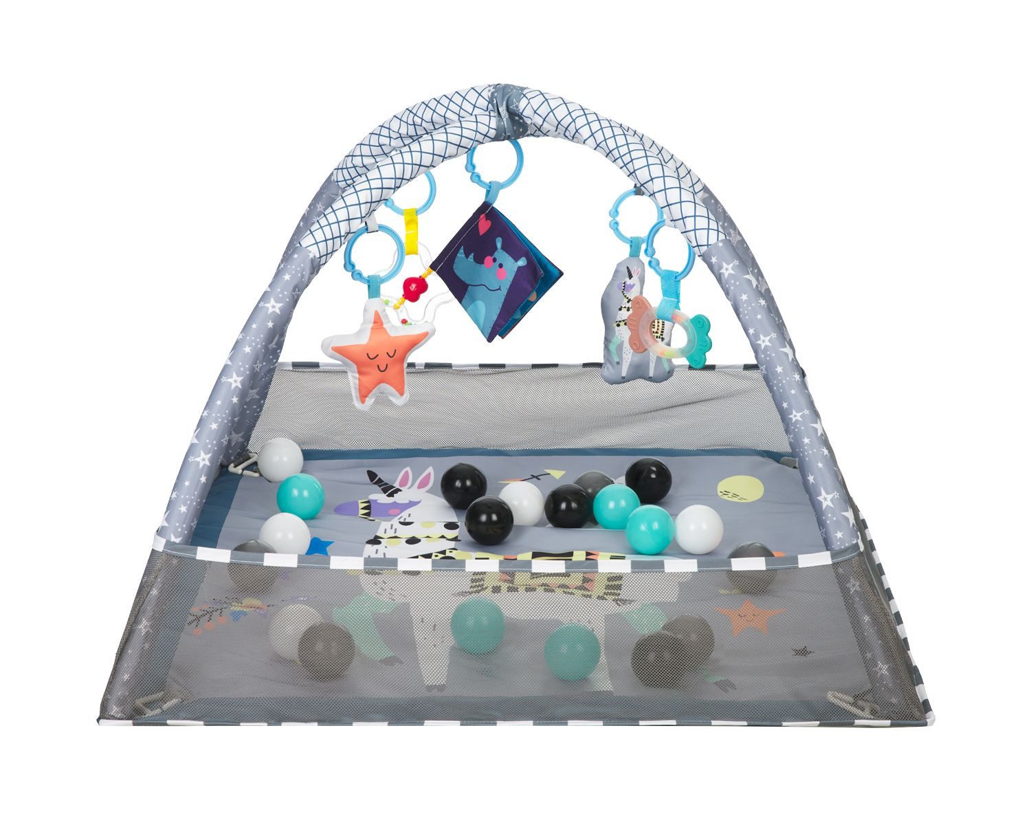 Kikkaboo Spielbogen Spielbogen Krabbeldecke 2 in 1, Greiflinge, 18 Spielbälle, Bällebad