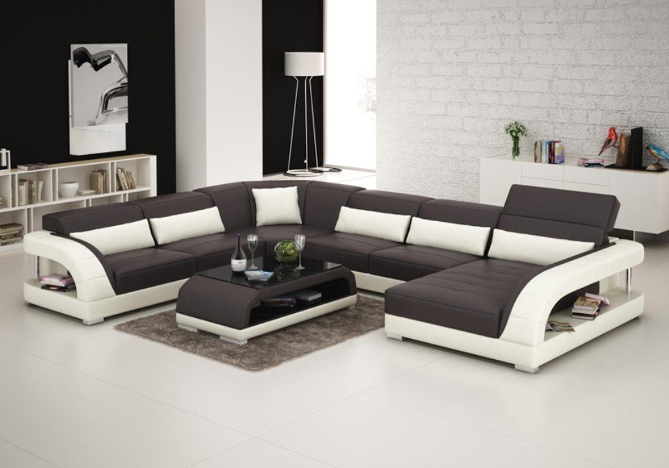 JVmoebel Ecksofa, Ledersofa Couch Wohnlandschaft Ecksofa Eck Design Modern Sofa