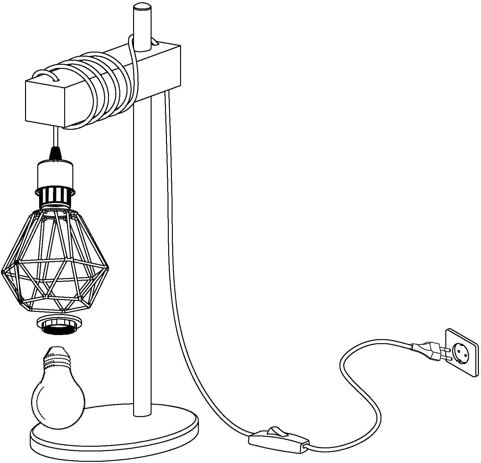 5, Retro Lampe, Tischlampe, Tischleuchte TOWNSHEND Leuchtmittel, Nachttischlampe, ohne Vintage Fassung: EGLO E27