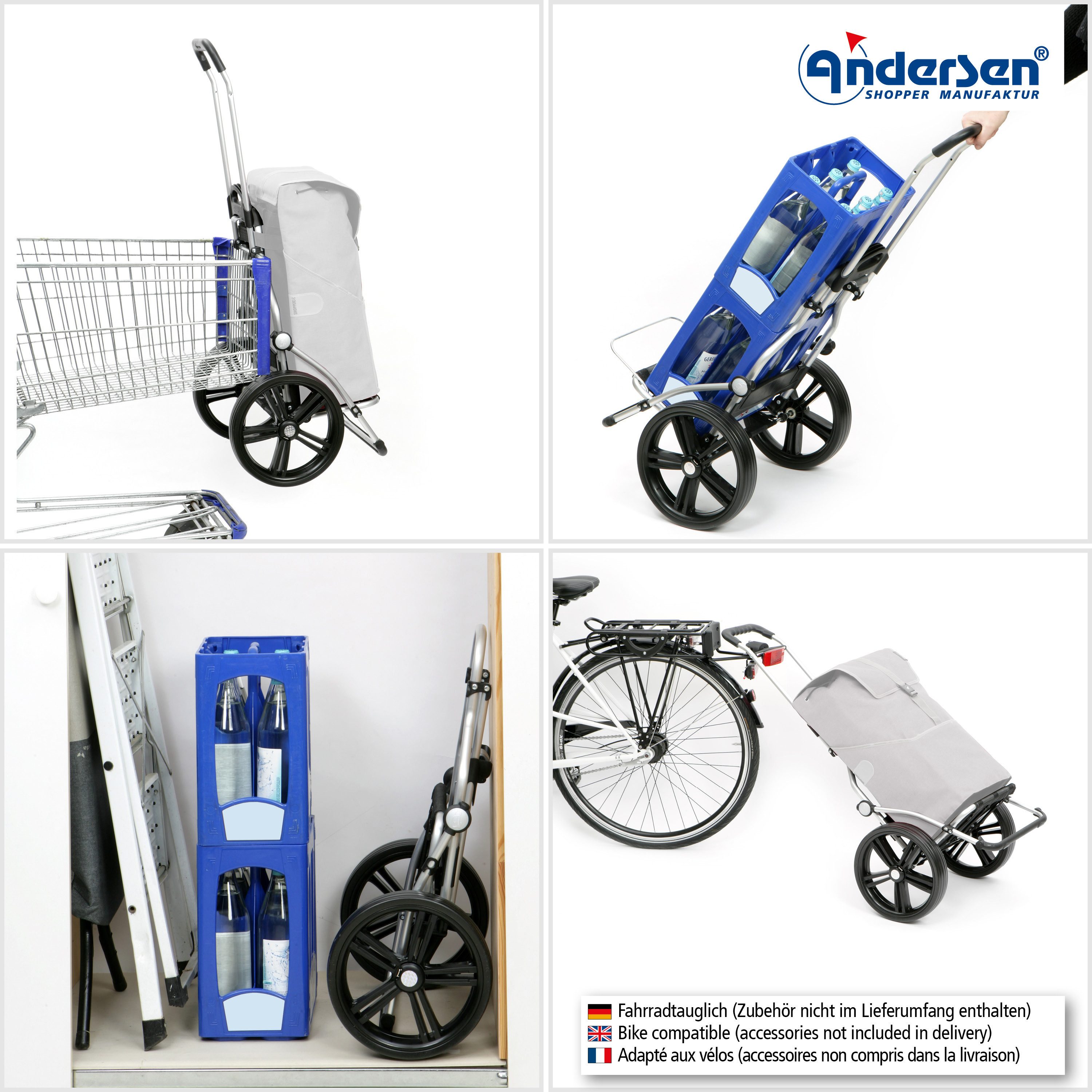 Andersen Einkaufstrolley Royal Shopper m. 29cm kugelgel. Flüsterrad, klappbare Ladefläche, belastbar bis 50kg