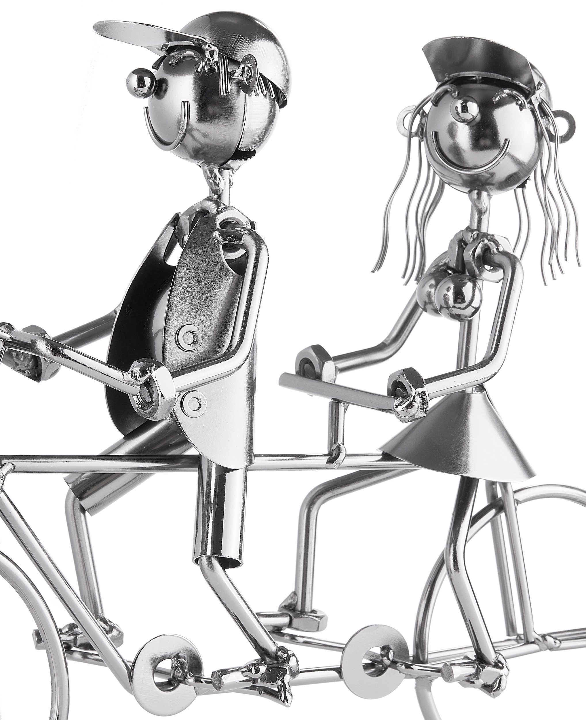 BRUBAKER Weinflaschenhalter Paar auf Tandem Flaschenhalter, (inklusive Grußkarte), Weinhalter Metall Skulptur, Wein Geschenk – Bild 5 von 5