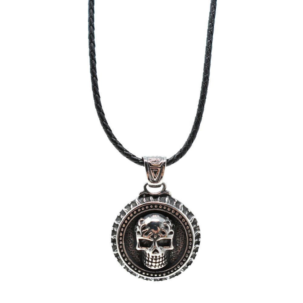 DALMARO Edelstahlkette Lederkette Edelstahl 316 SKULL günstig online kaufen