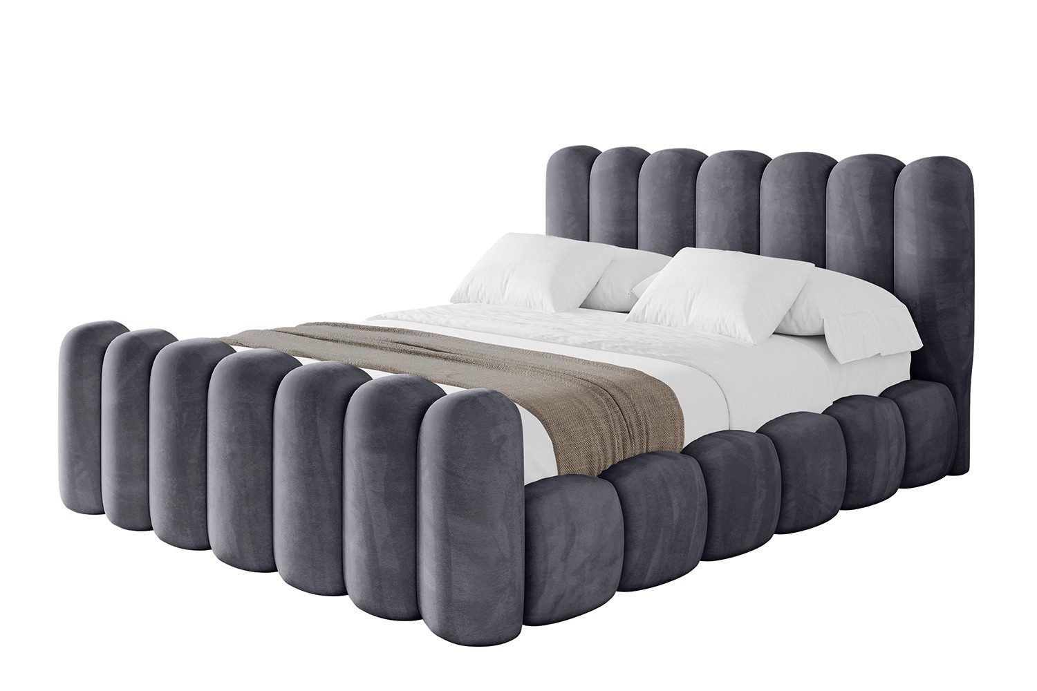 ALTDECOR Polsterbett SENA-Z (Polsterbett mit Bettkasten und Lattenrost, Boxbett ohne Matratze), Doppelbett mit Stauraum, Bett mit Kopfteil