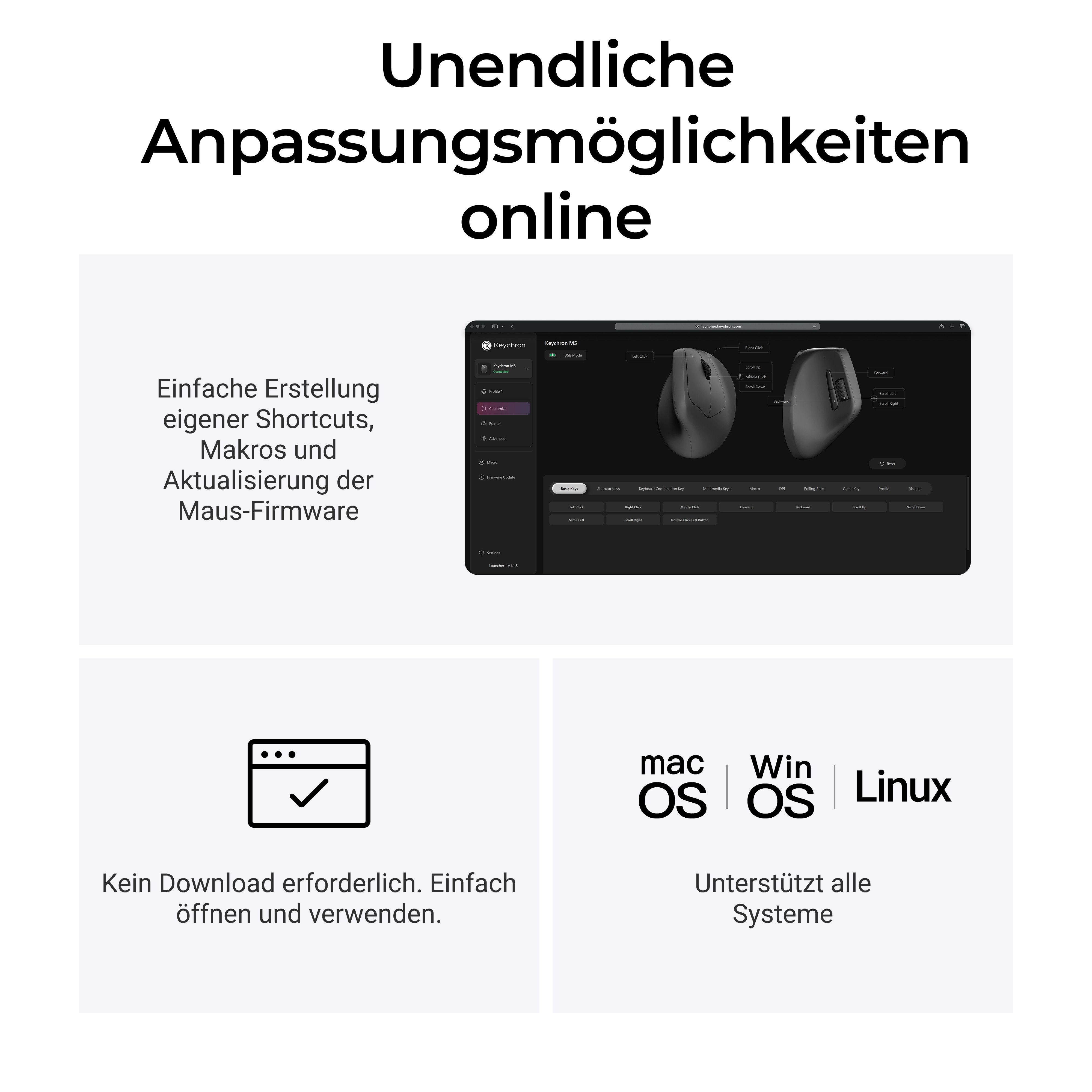 Keychron M5 8K Wireless Mouse Black Maus