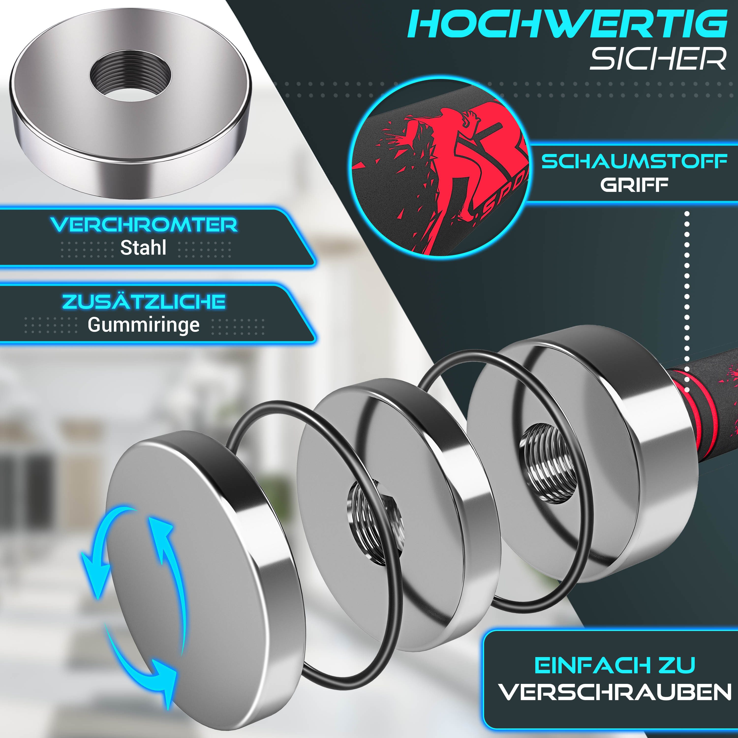 RE:SPORT Gartentisch RE:SPORT® 2er Hanteln Set aus massivem Stahl 2,5/5/7,5/10 kg, Hantel (Kurzhanteln Home Gym, Krafttraining & Muskelaufbau, Fitness Kurzhante – Bild 3 von 5