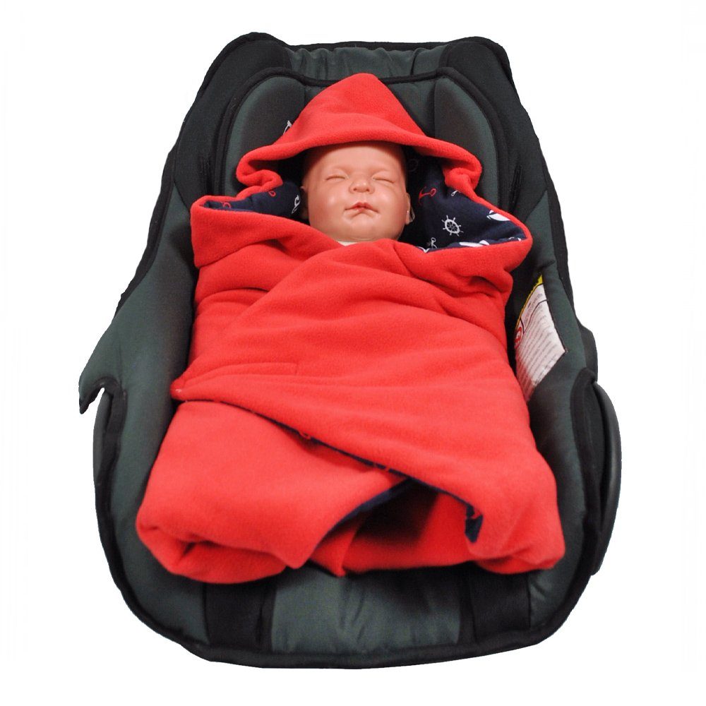 Punkt Babyschalenfußsack die Babyschale geeignet HOBEA-Germany, Einschlagdecke Winter, rot/Marine Babyschale für für 3 Fußsack