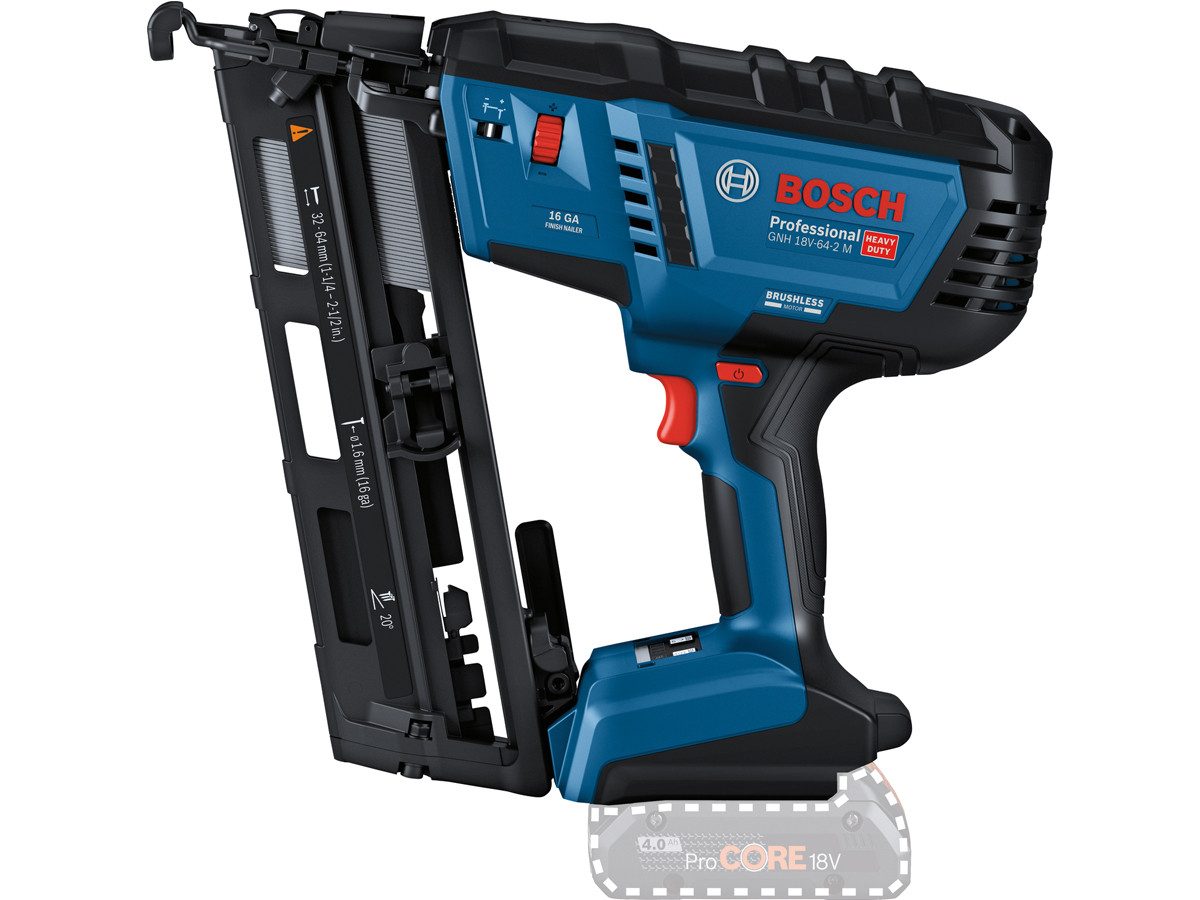 Bosch Professional Akku-Stauchkopfnagler GNH 18V-64-2 M, 18 in V, (Set, 3 tlg., in L-Boxx mit Einlage)