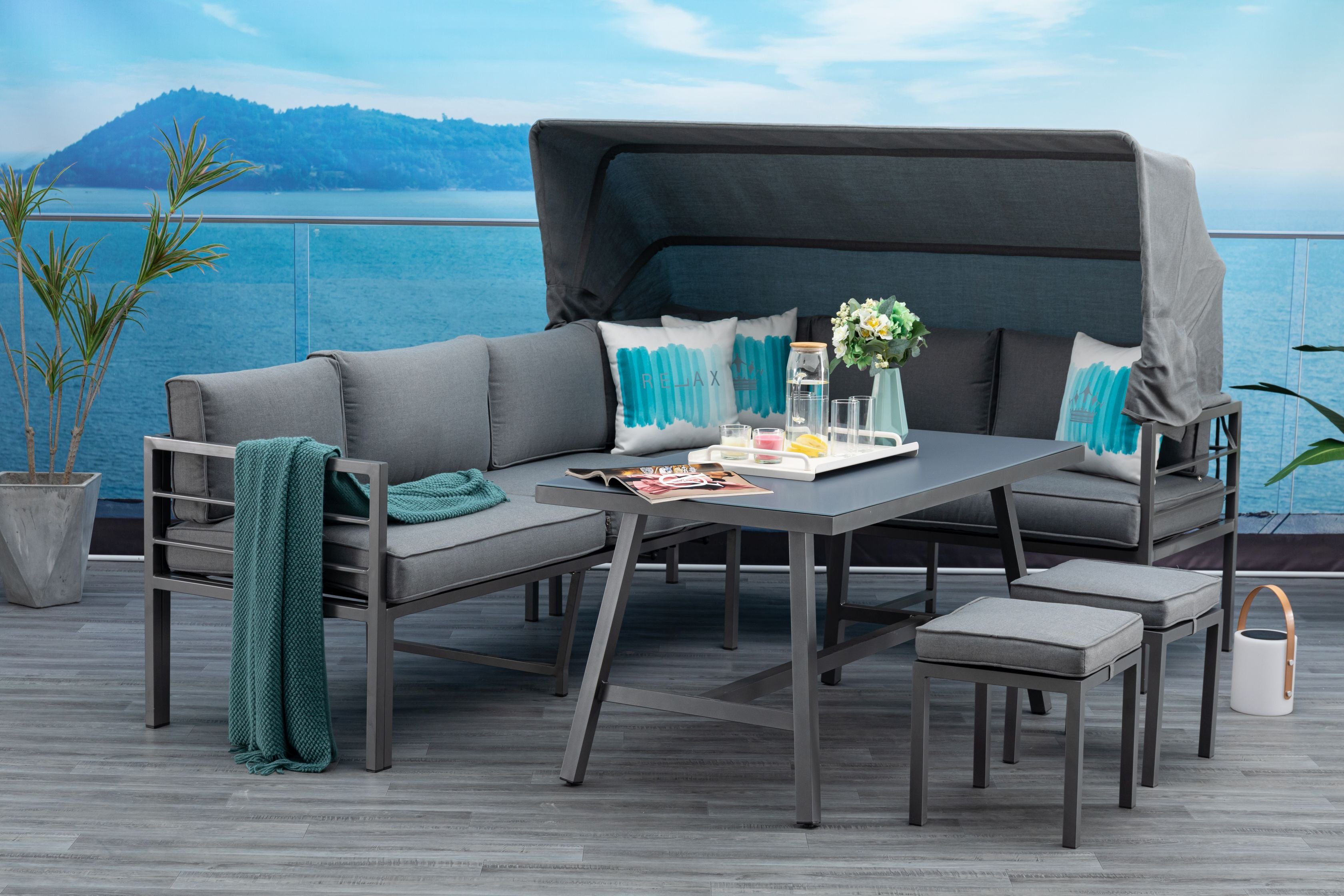 MANDALIKA Garden Gartenlounge-Set Newport anthrazit Gartenmöbelset günstig online kaufen