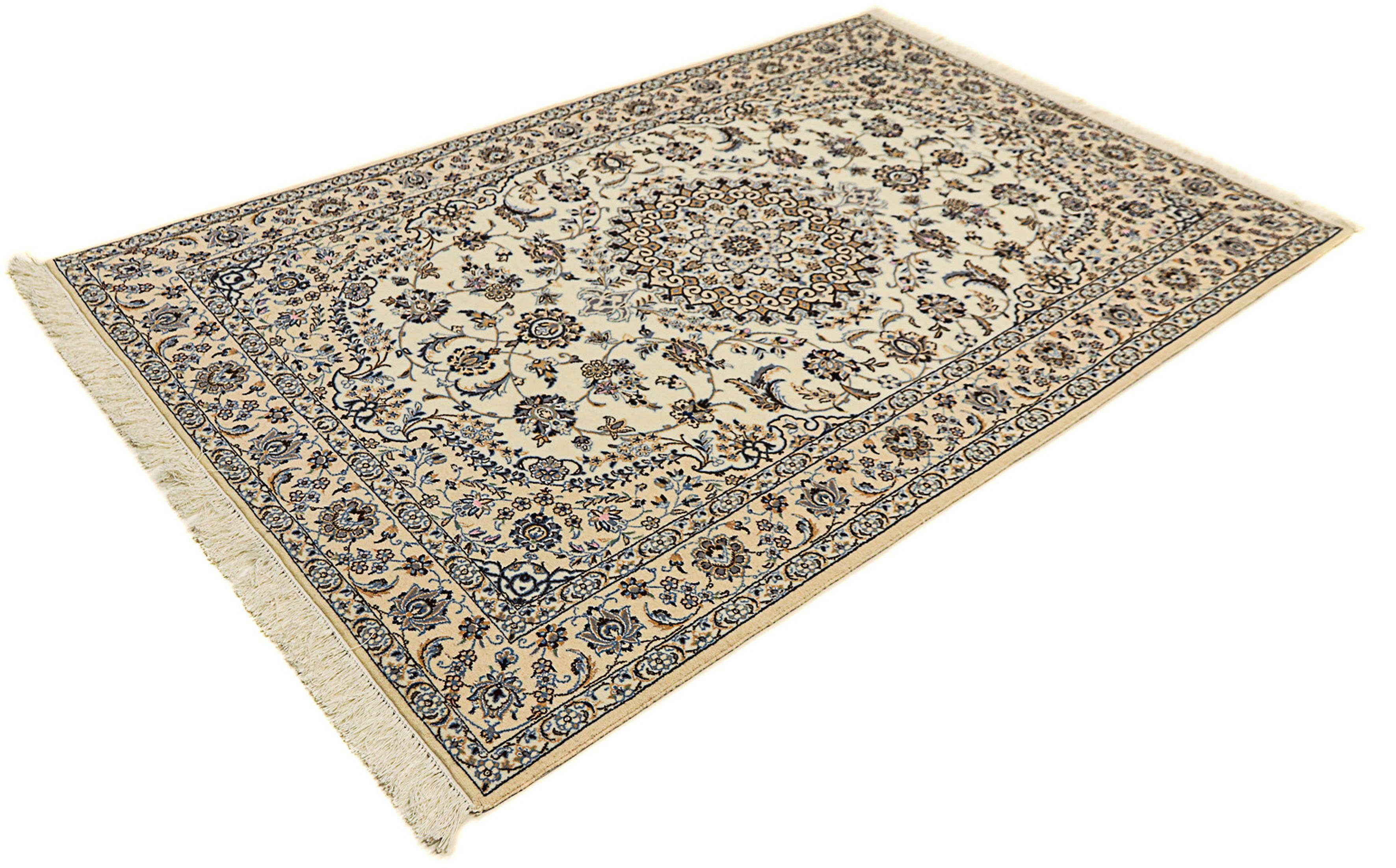 Orientteppich Perser - Nain - Premium - 213 x 137 cm - beige, morgenland, rechteckig, Höhe: 6 mm, Wohnzimmer, Handgeknüpft, Einzelstück mit Zertifikat