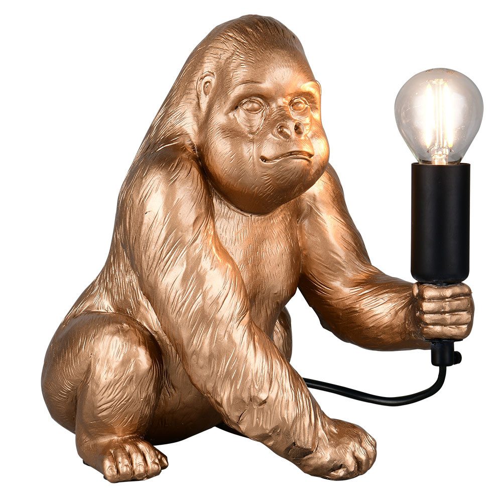 Reality Leuchten Tischleuchte, Leuchtmittel nicht inklusive, Tischlampe Nachttischleuchte Leselampe Affe goldfarben