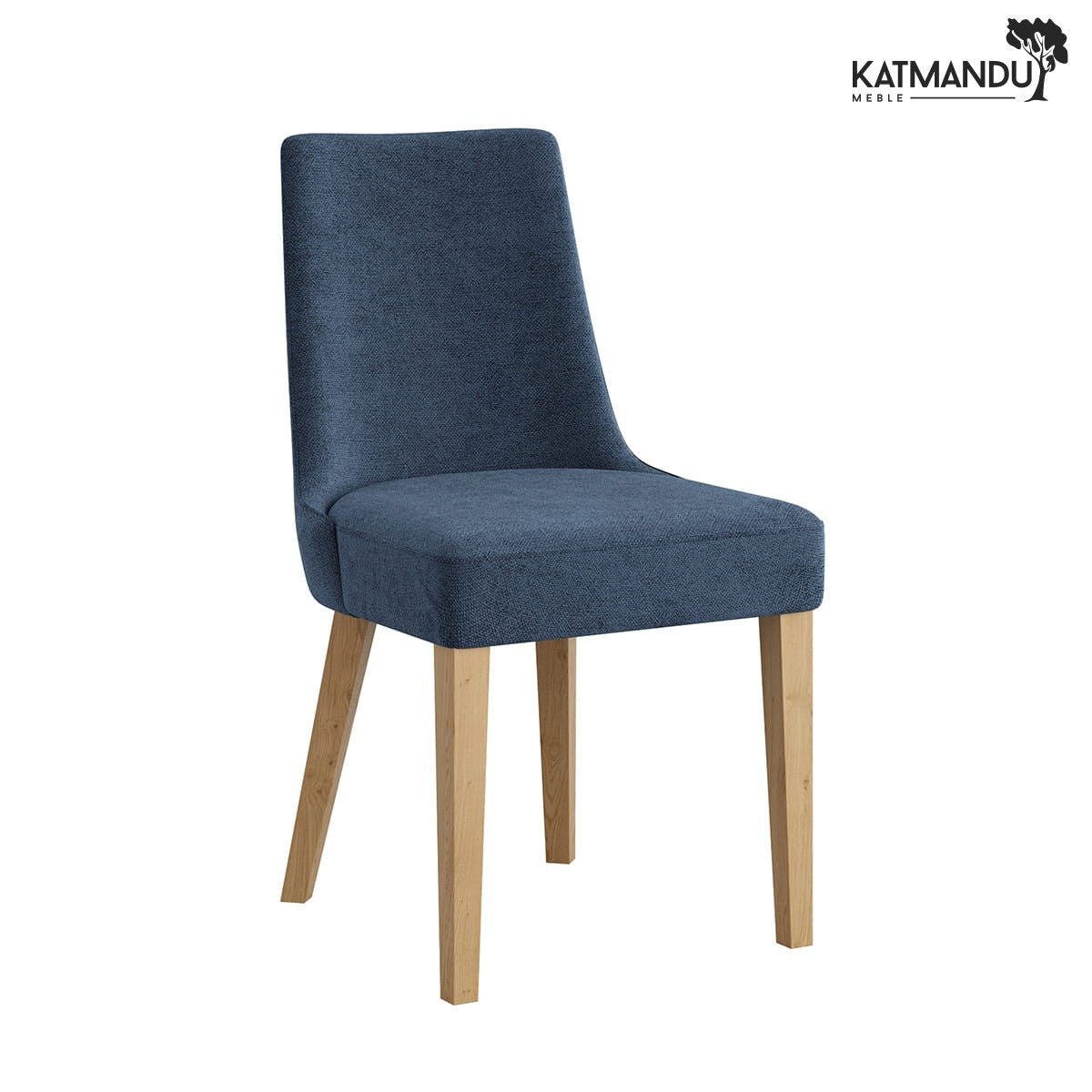 Katmandu Esszimmerstuhl Carini Esszimmerstuhl mit Rebel Bezug Blau und Holzbeinen, Seniorenstuhl, Pflegestuhl