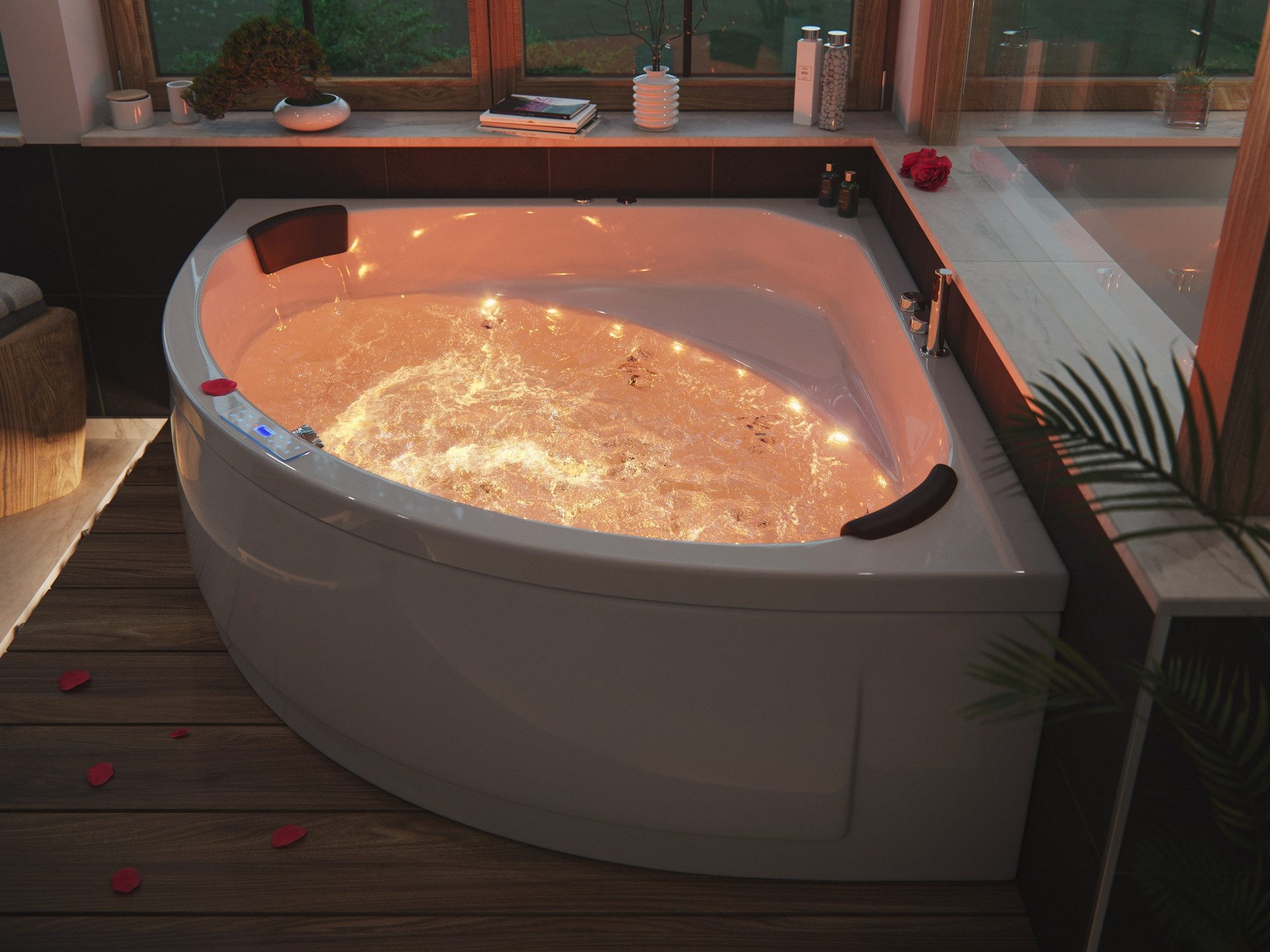 Magnolia Home Whirlpool-Badewanne Deluxe Whirlpool Set TITAN ULTRA mit 78 Düsen und LED-Beleuchtung