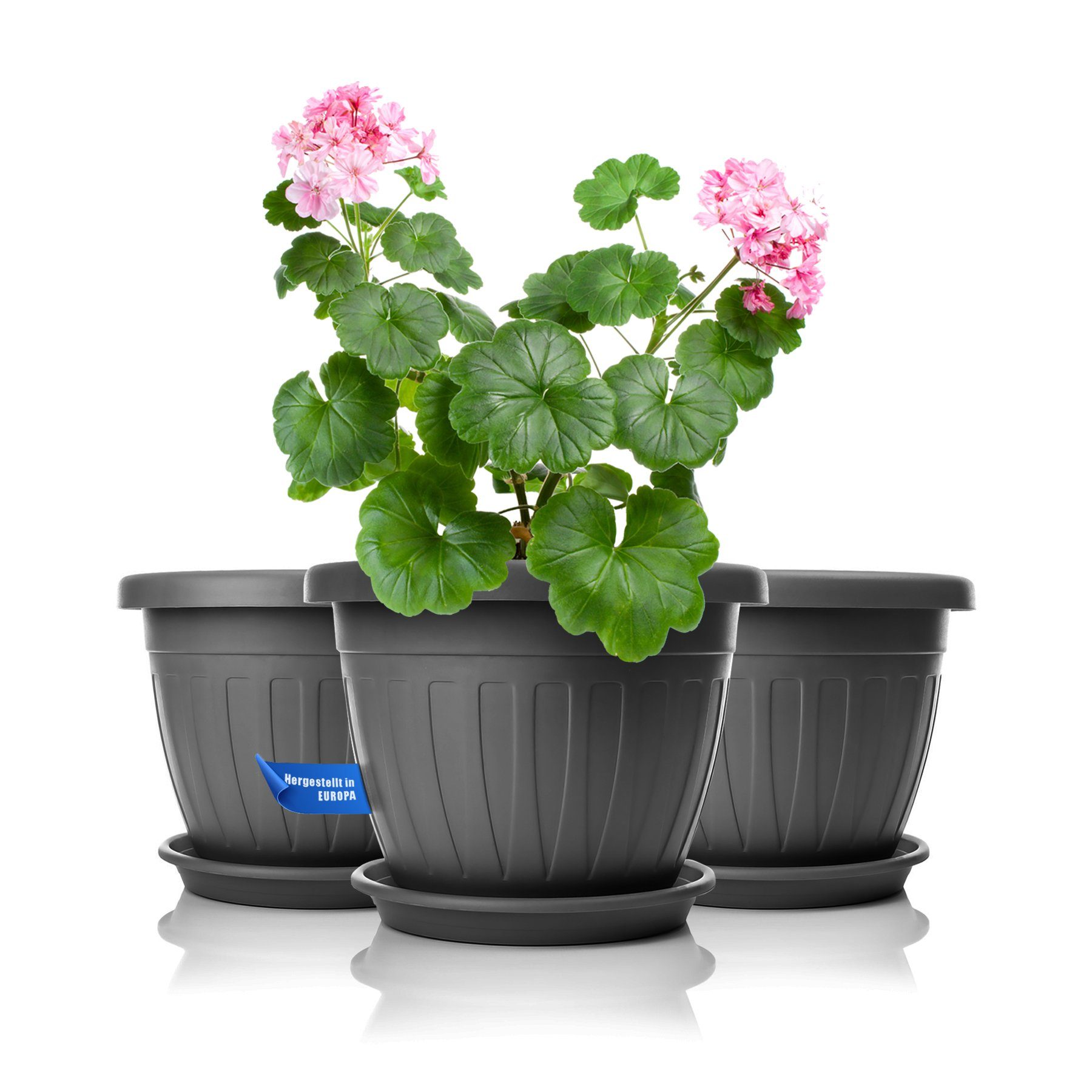 BigDean Blumentopf 3x Blumentopf mit Untersetzer rund ø28xH20 (Set, 3 St., günstig online kaufen