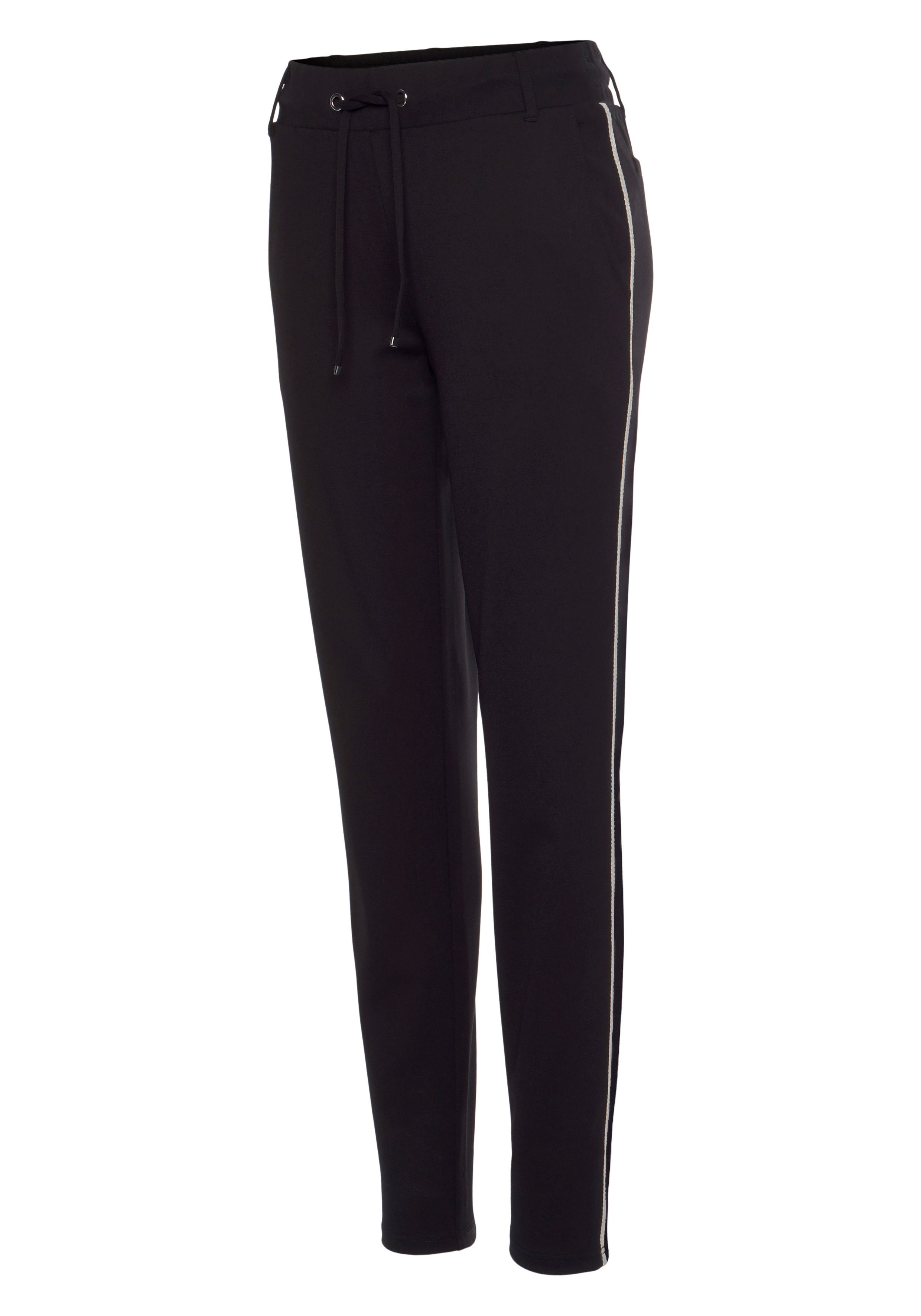 Pants Seitenstreifen, mit LASCANA sportlichen Jogger schwarz Loungeanzug