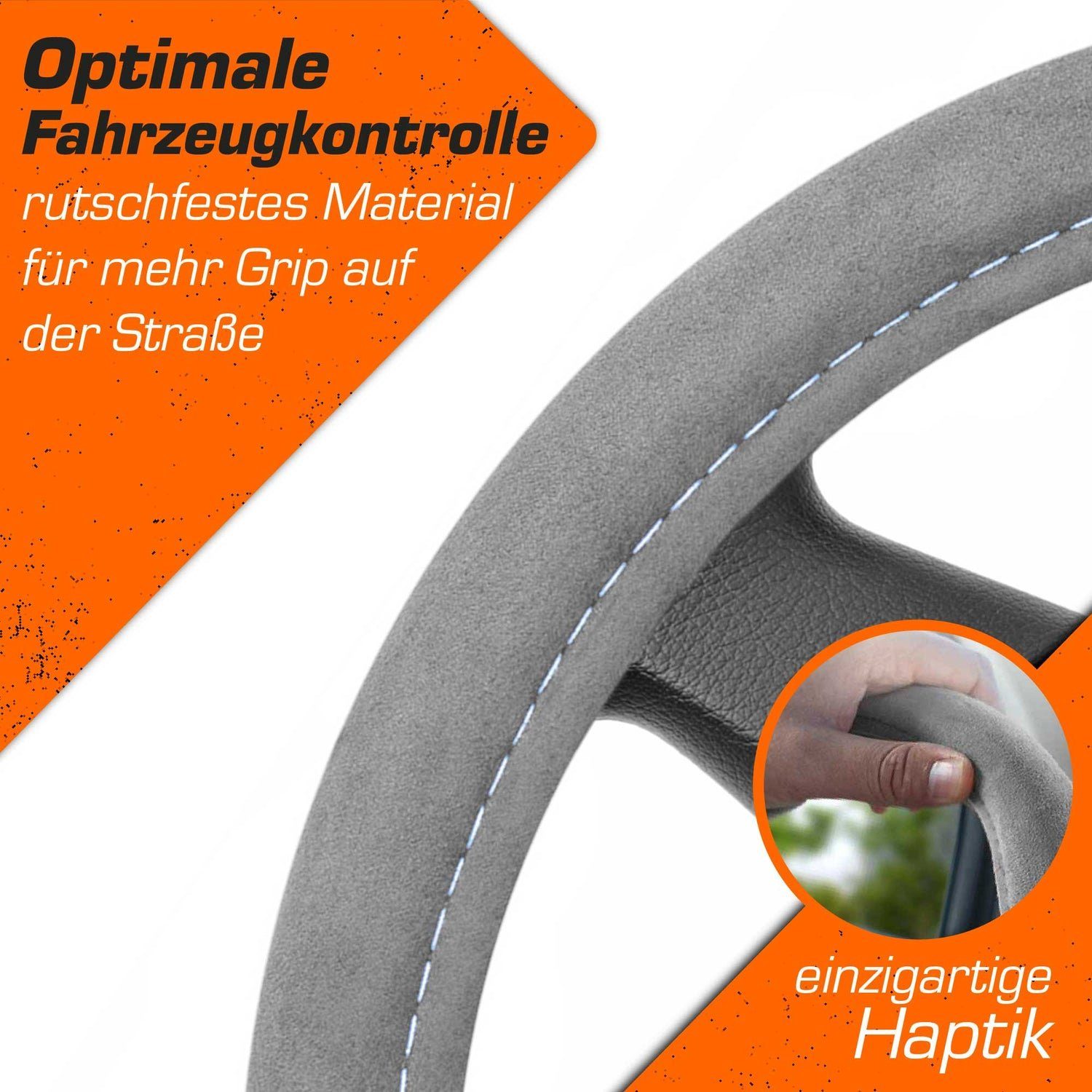 Upgrade4cars Lenkradbezug Alcantara Struktur - Sportlich-Elegante 39,00 Wildlederähnliche cm, Braun Ø 37,00 Optik