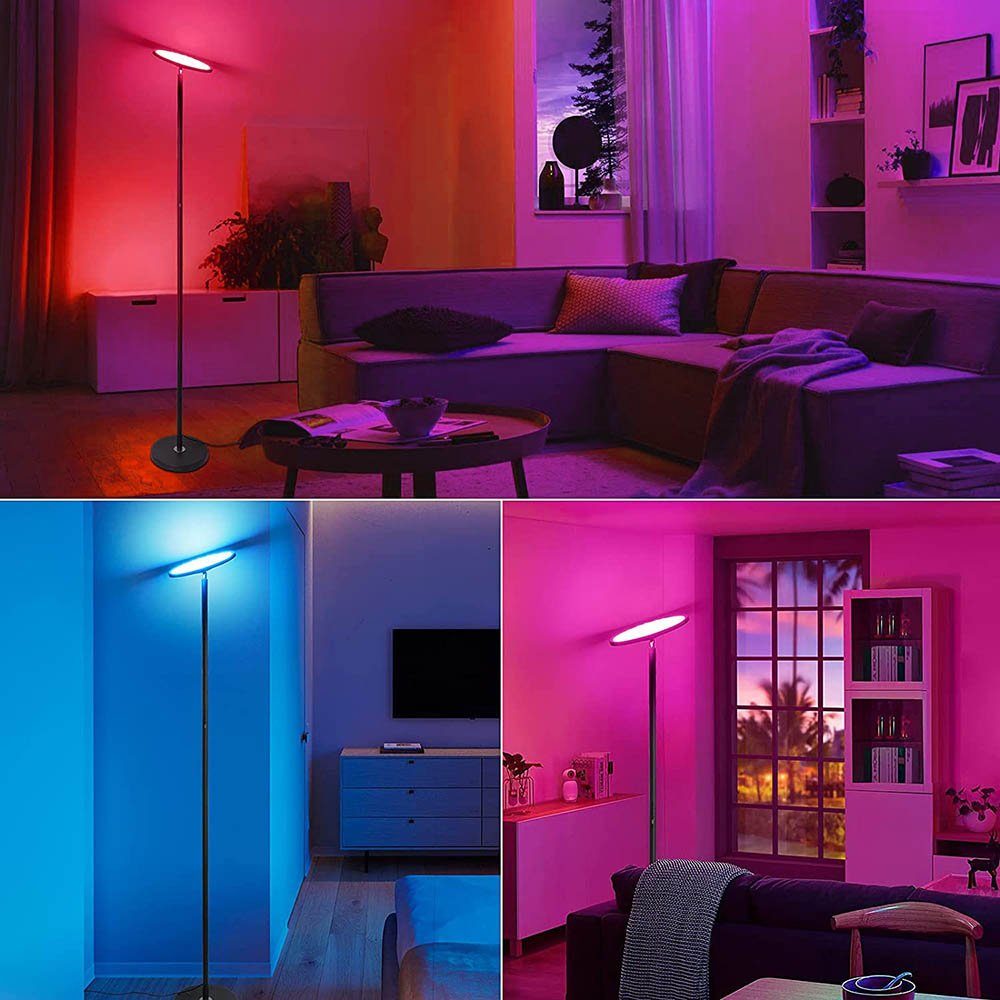 Wohnzimmer 2000 Schlafzimmer Weiß Büro, Stehlampe RGBWW, dimmbar, + für lm 2700-6500K Smart, 25W LED Rosnek RGB, Musiksyn,
