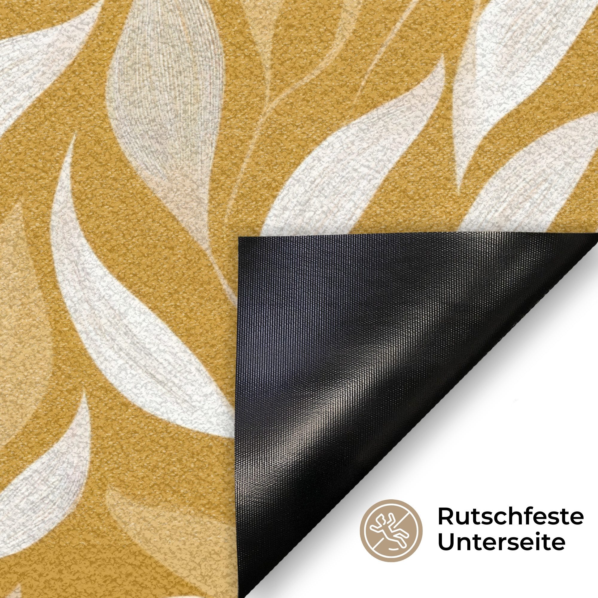 MuchoWow Fußmatte Blätter - Muster - Gelb, Rechteckig, innen Schmutzfangmatte, Tür, Schmutzfänger Flur, Teppich 60x40 cm
