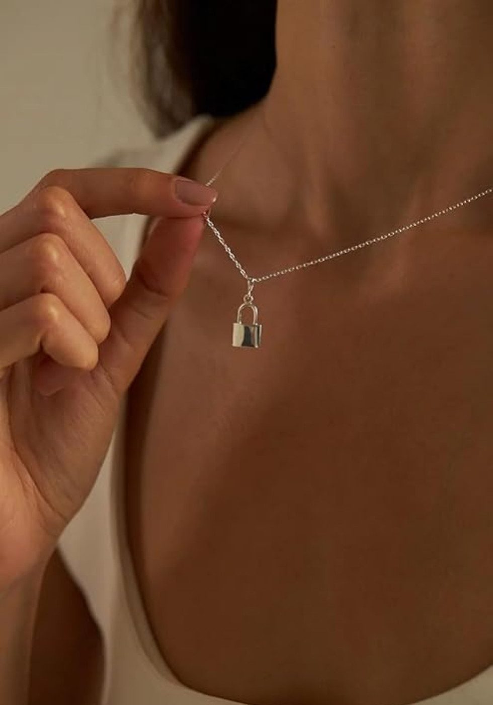 Einzelstück Charm-Kette Halskette mit Schloss 925 Sterling Silber günstig online kaufen