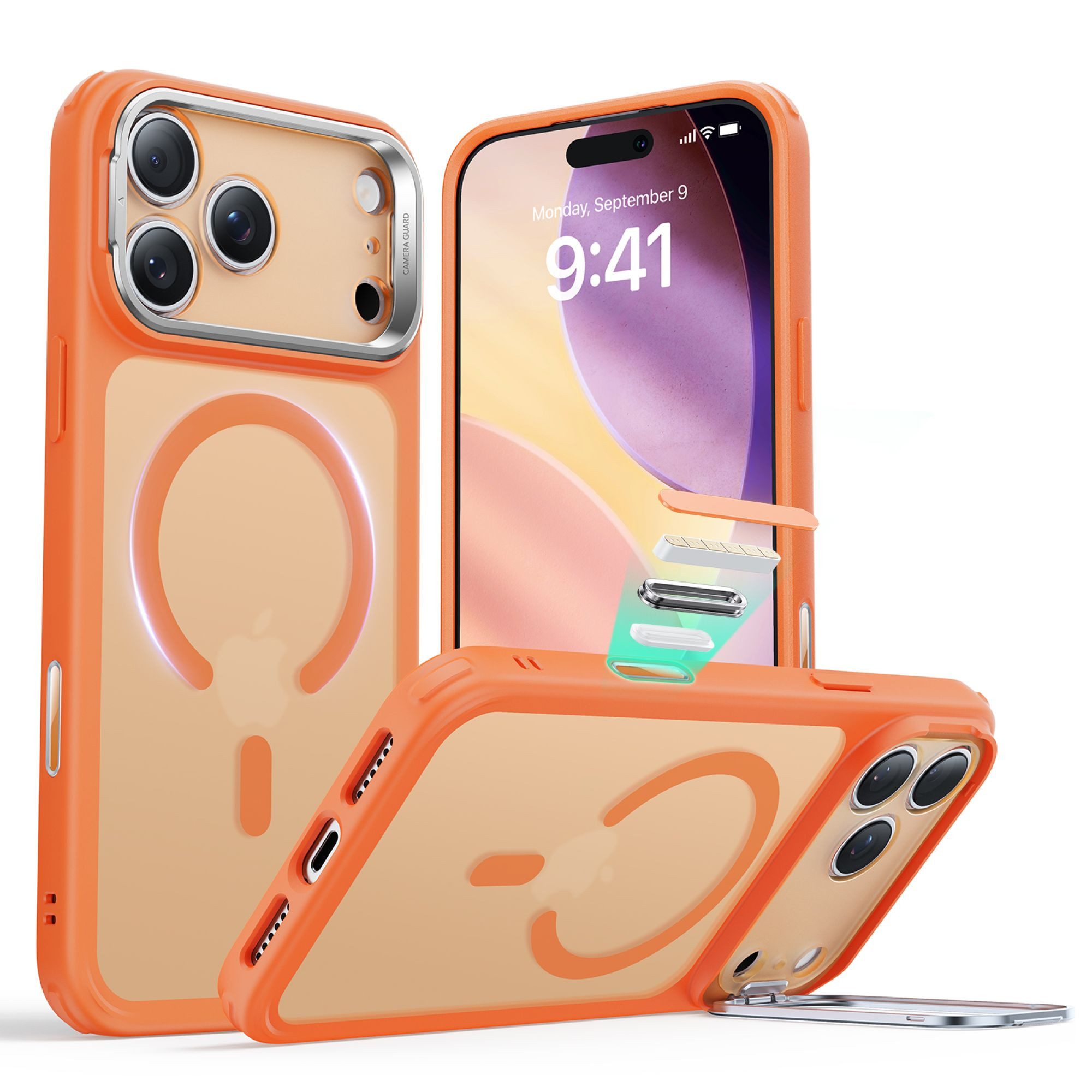 ESR Handyhülle Classic Hybrid HaloLock Case für das iPhone 17 Pro/Pro Max, mit Kamerasteuerung Taste & Stash Stand, Vergilbungsbeständig
