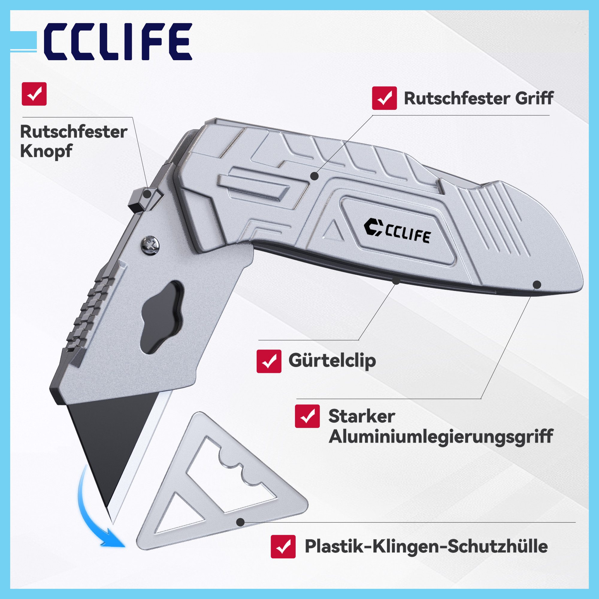 CCLIFE Cuttermesser CCLIFE Profi Werkzeugset 7-teilig fuer Haushalt und Werkstatt, (7-tlg)