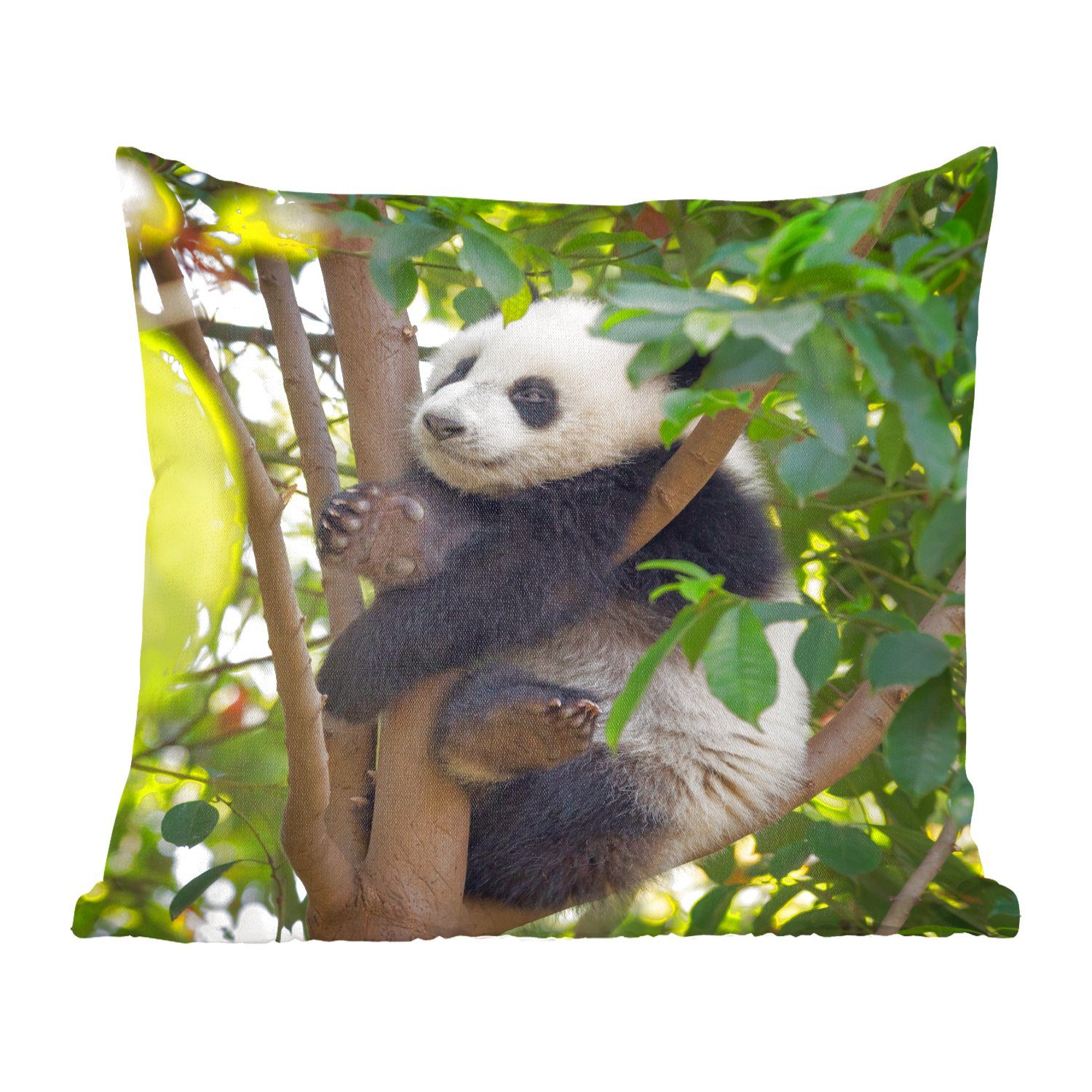 MuchoWow Dekokissen Panda - Tier - Baum, Zierkissen mit Füllung für Wohzimmer, Schlafzimmer, Deko, Sofakissen