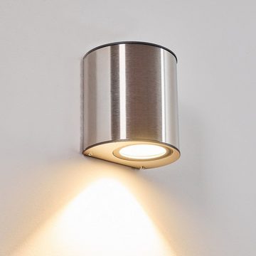 hofstein Außen-Wandleuchte »Aviano« LED Außenwandlampe aus Metall/Glas in Edelstahl, 3000 Kelvin, 6 Watt, 600 Lumen, mit Lichteffekt für Terrasse/Hof/Haustür, IP44