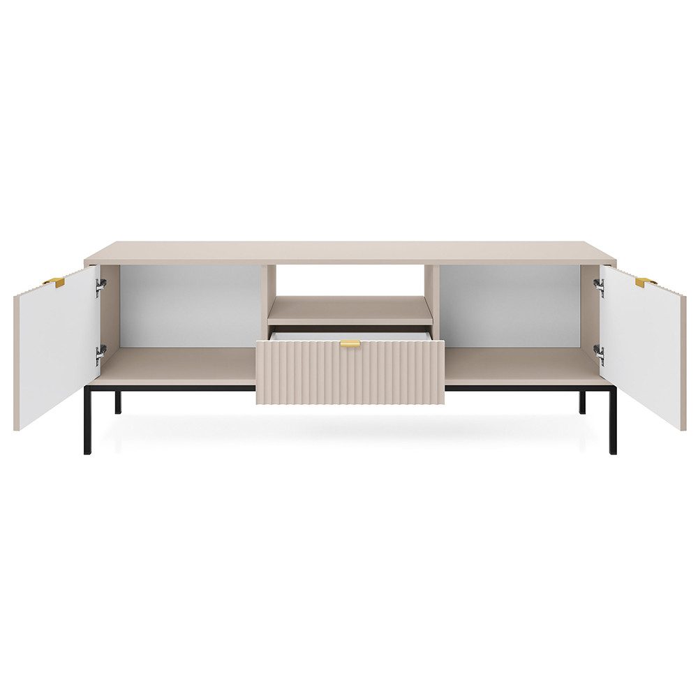 Lomadox Lowboard NEWCASTLE-160, 154 cm breit, in kaschmir, schwarzes Fußgestell