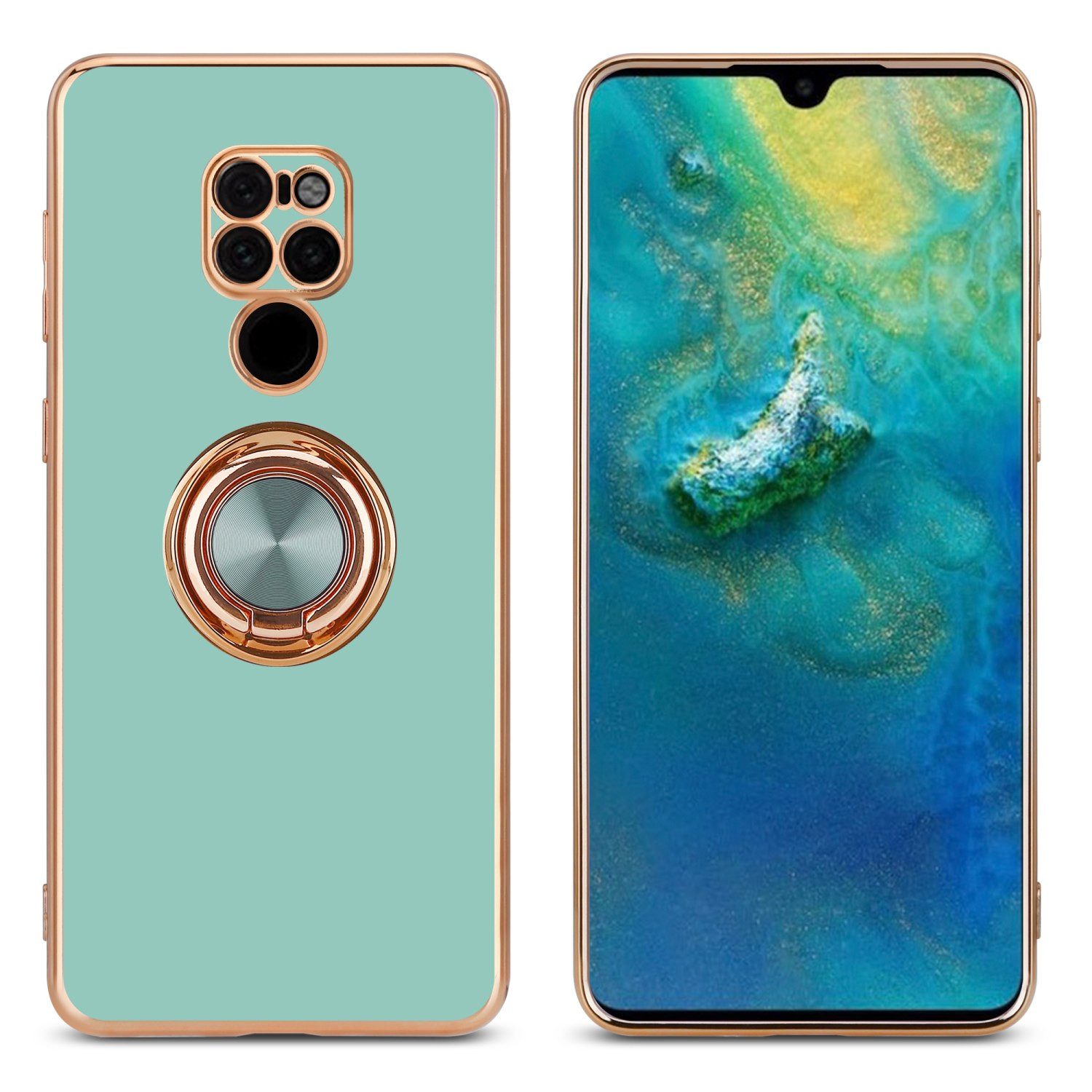 Cadorabo Handyhülle für Huawei MATE 20 Hülle Huawei MATE 20, Schutzhülle - TPU Silikon Hülle - mit Kameraschutz und Ring