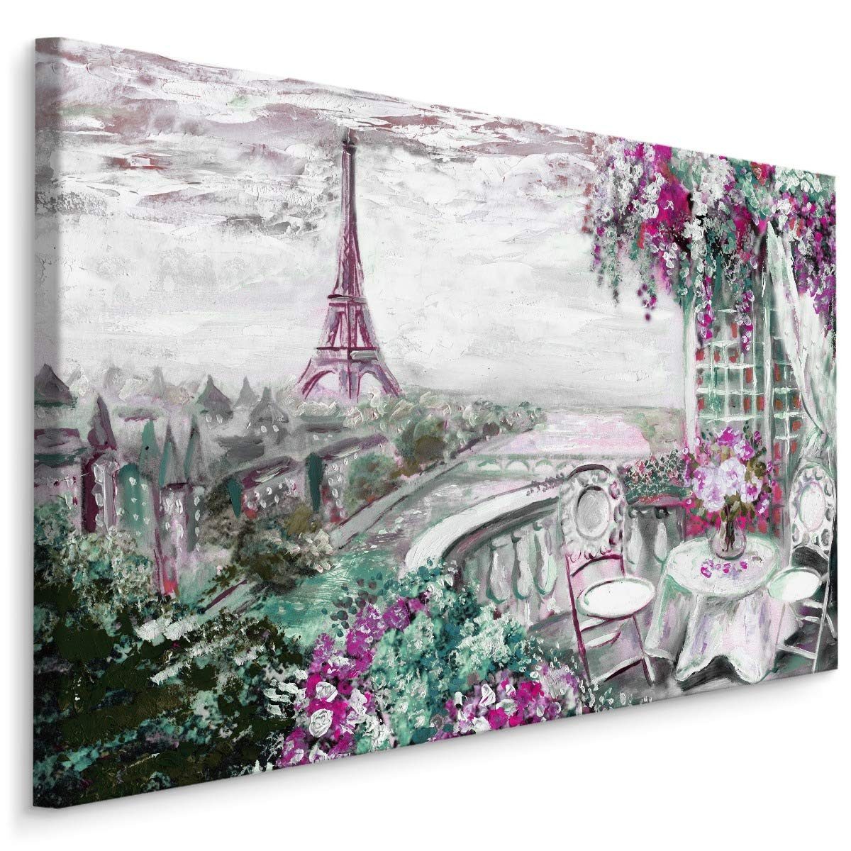 Muralo Leinwandbild Architektur – Leinwandbild Wandbild Kunstdruck Wohnzimmer, Gebäude (1 St), Paris – Stadt – Frankreich, 30 x 20 cm, aufhängefertig