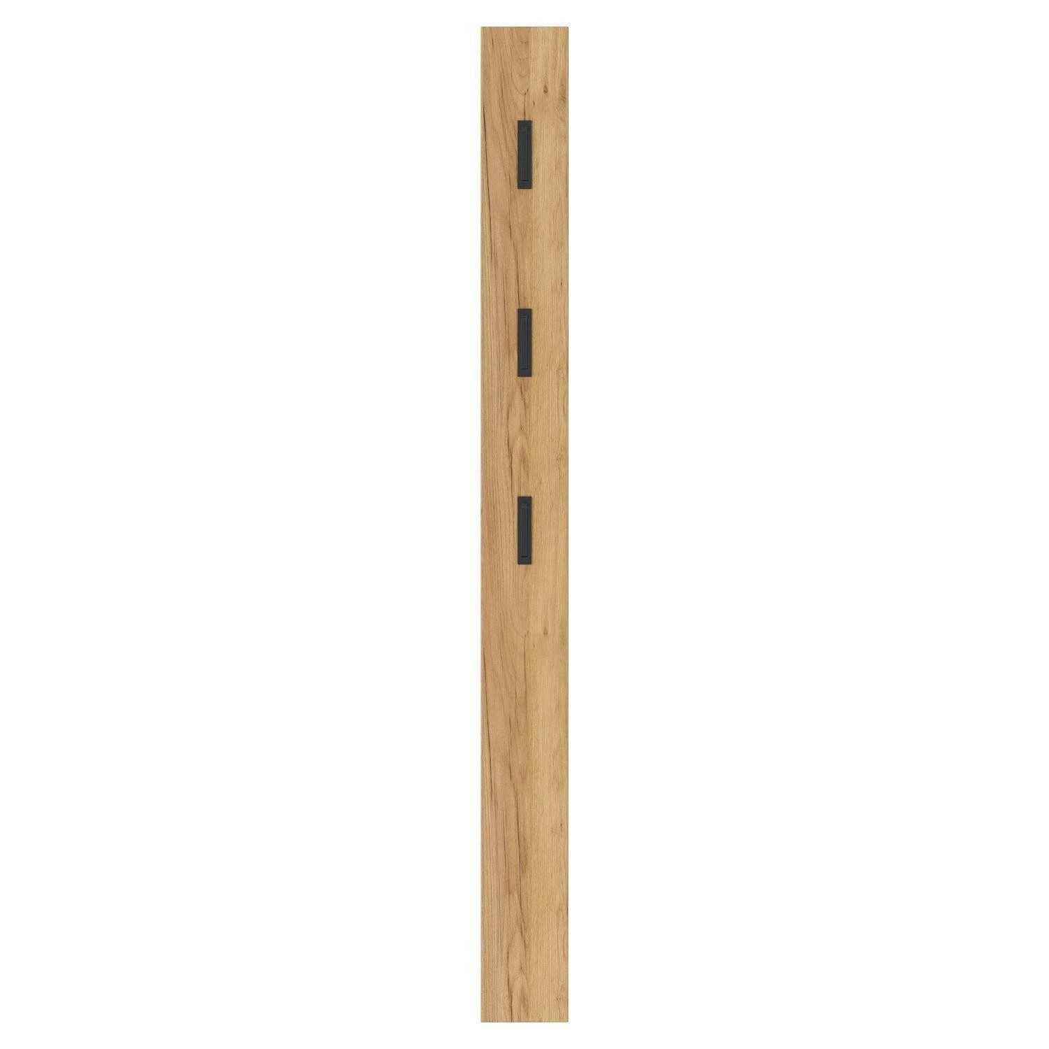 Vito Garderobenpaneel LISSOME, 3 Haken, Navarra Eiche Dekor, Schwarz, Made in Germany, B 15 x H 170 x T 3 cm