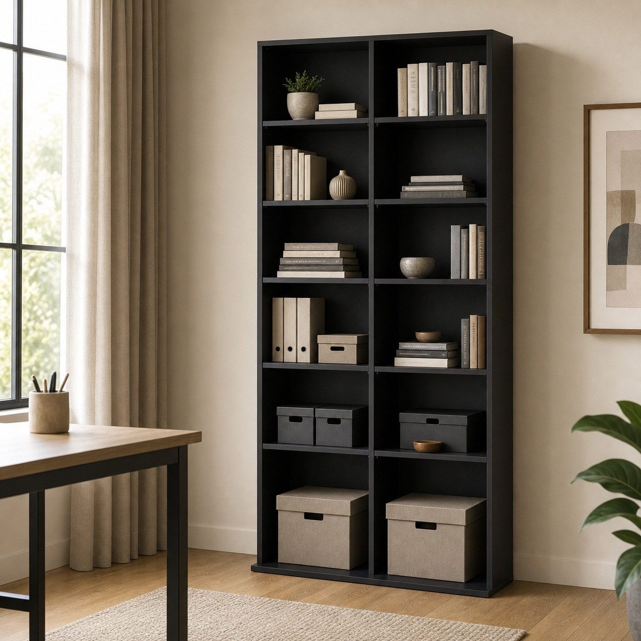 Bücherregal Regal 175x78,5x24 cm, CD Aufbewahrungsregal Schwarz für 640 CDs