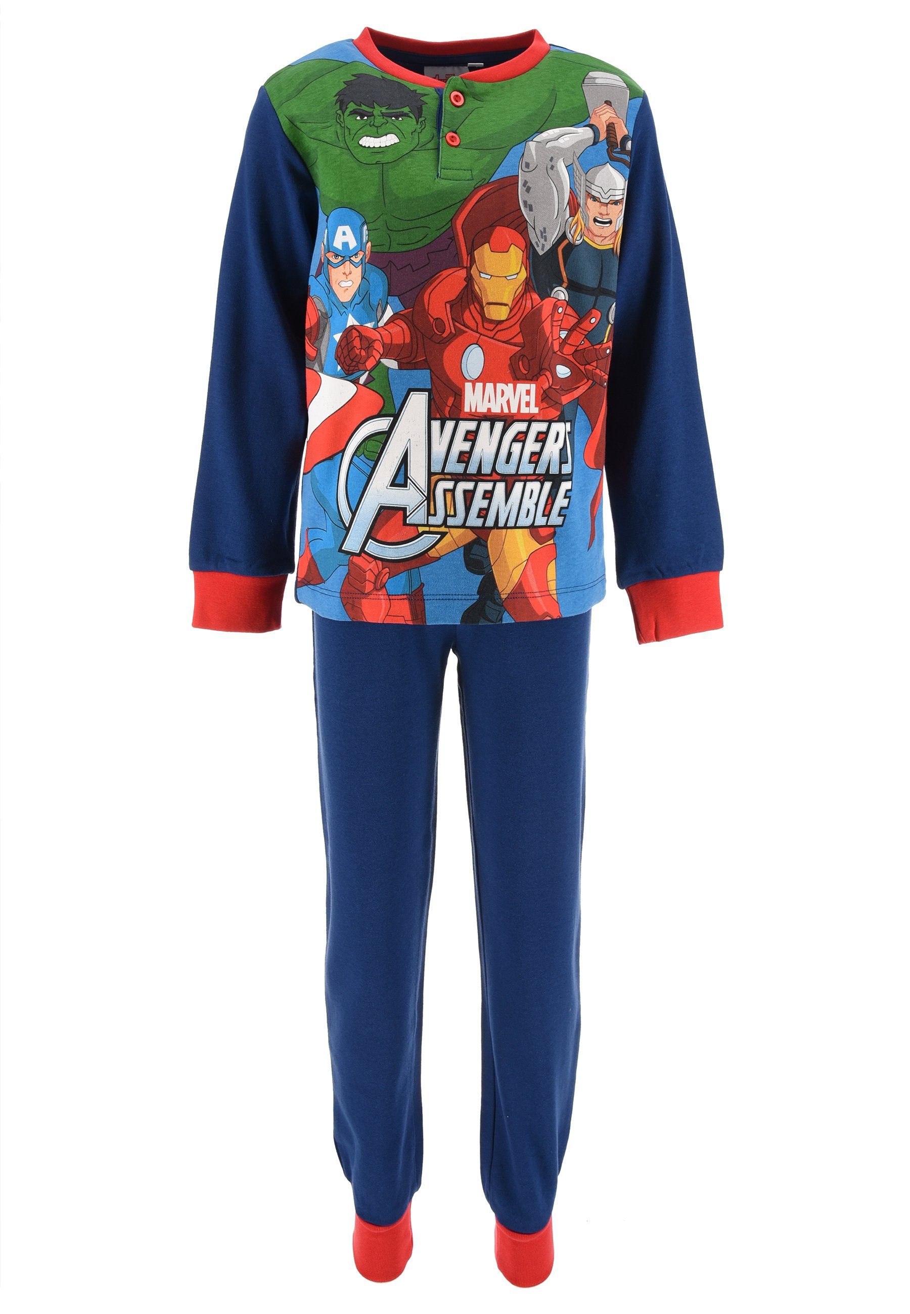 The AVENGERS Schlafanzug Captain America Hulk Iron Man Kinder Jungen Pyjama langarm Nachtwäsche (2 tlg)