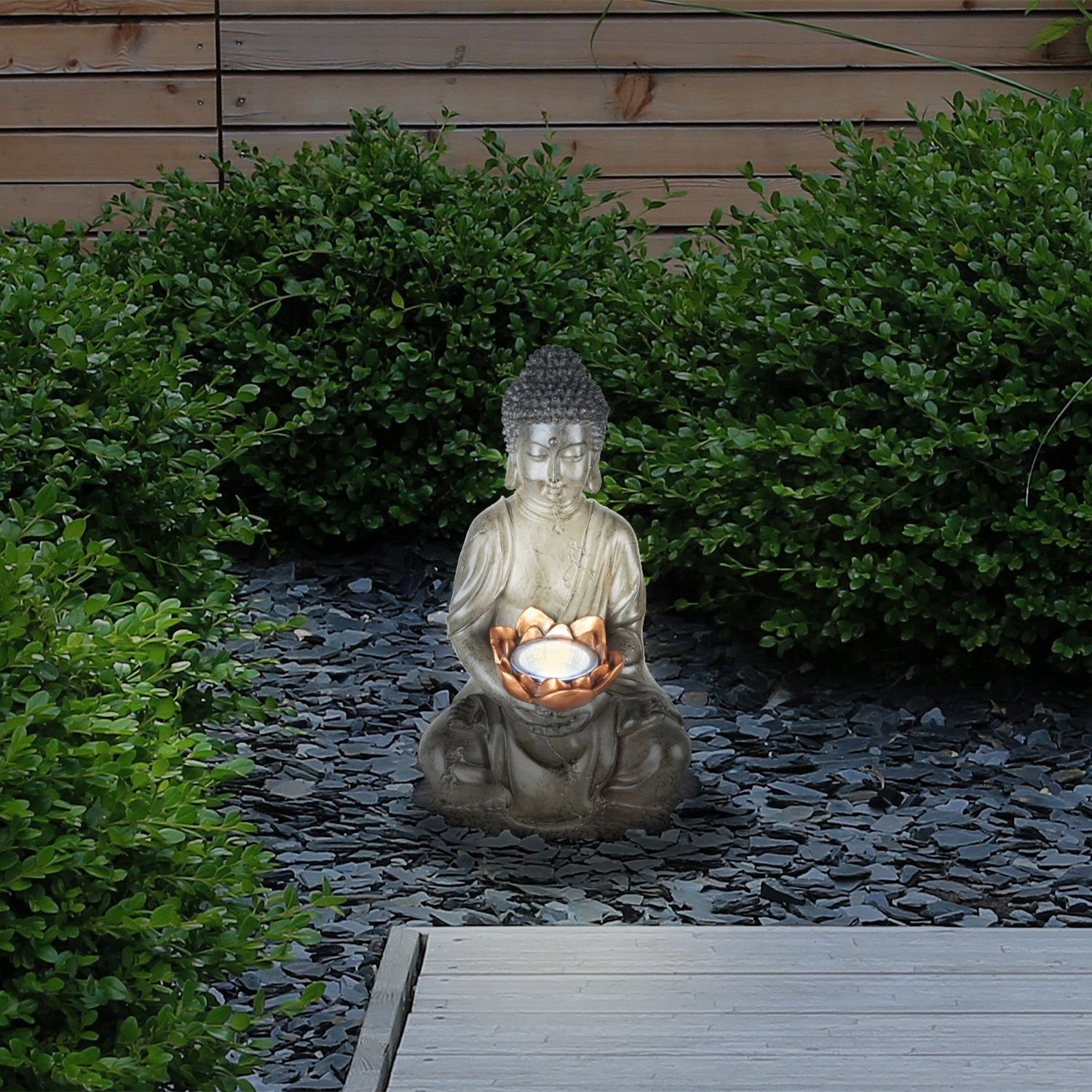 2er LED Solarleuchte Buddha Garten Solarleuchte bmf-versand Set Außen Solarlampe Balkon