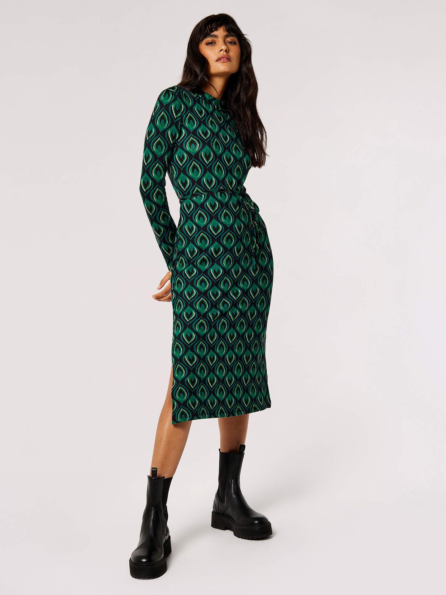 Druckkleid Geometrisch gemustertes Midikleid