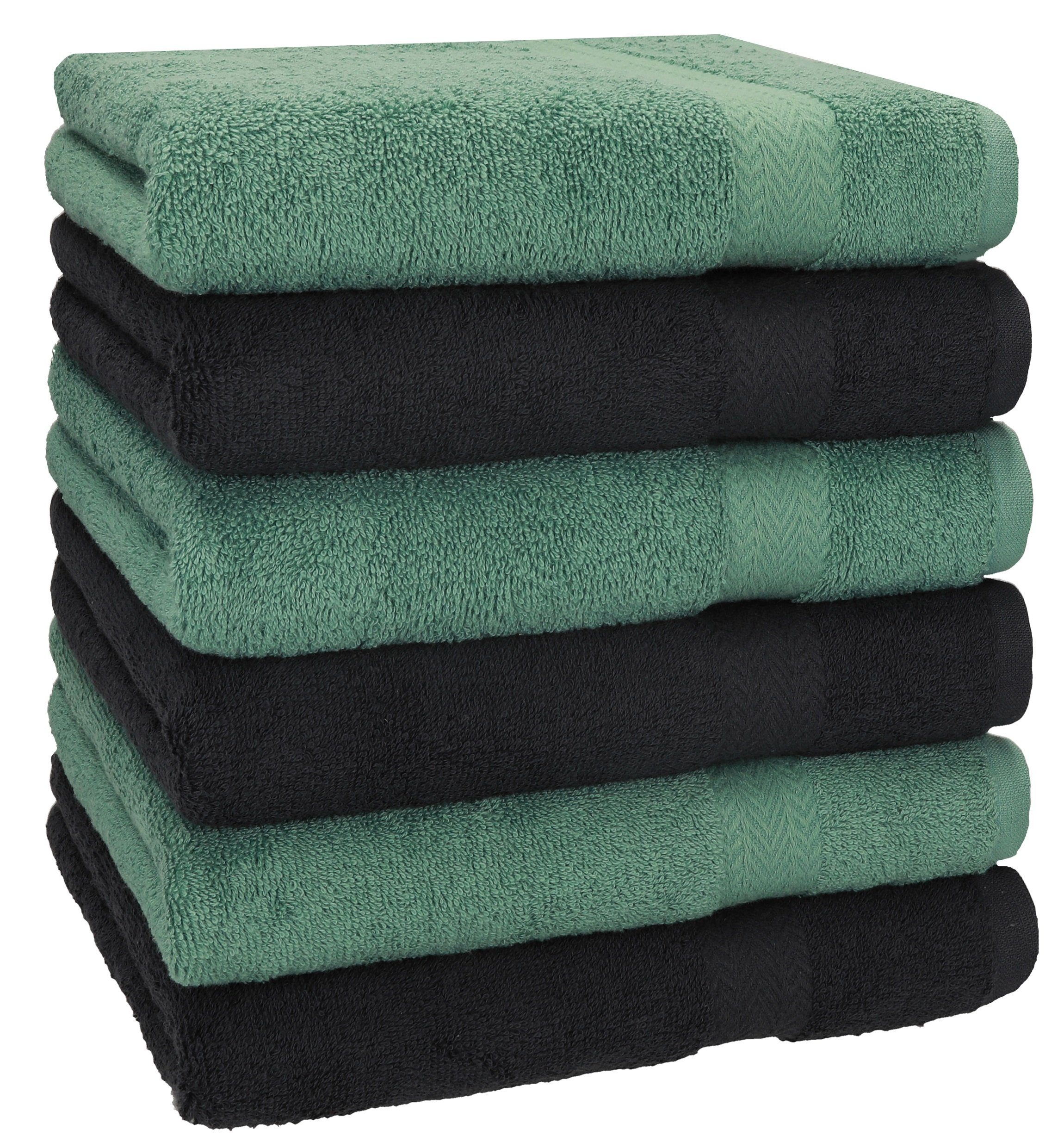 Betz Handtücher 6 Stück Handtücher Größe 50 x 100 cm Premium Handtuch Set 100% Baumwolle Farbe tannengrün/Graphit, 100% Baumwolle (6-St)