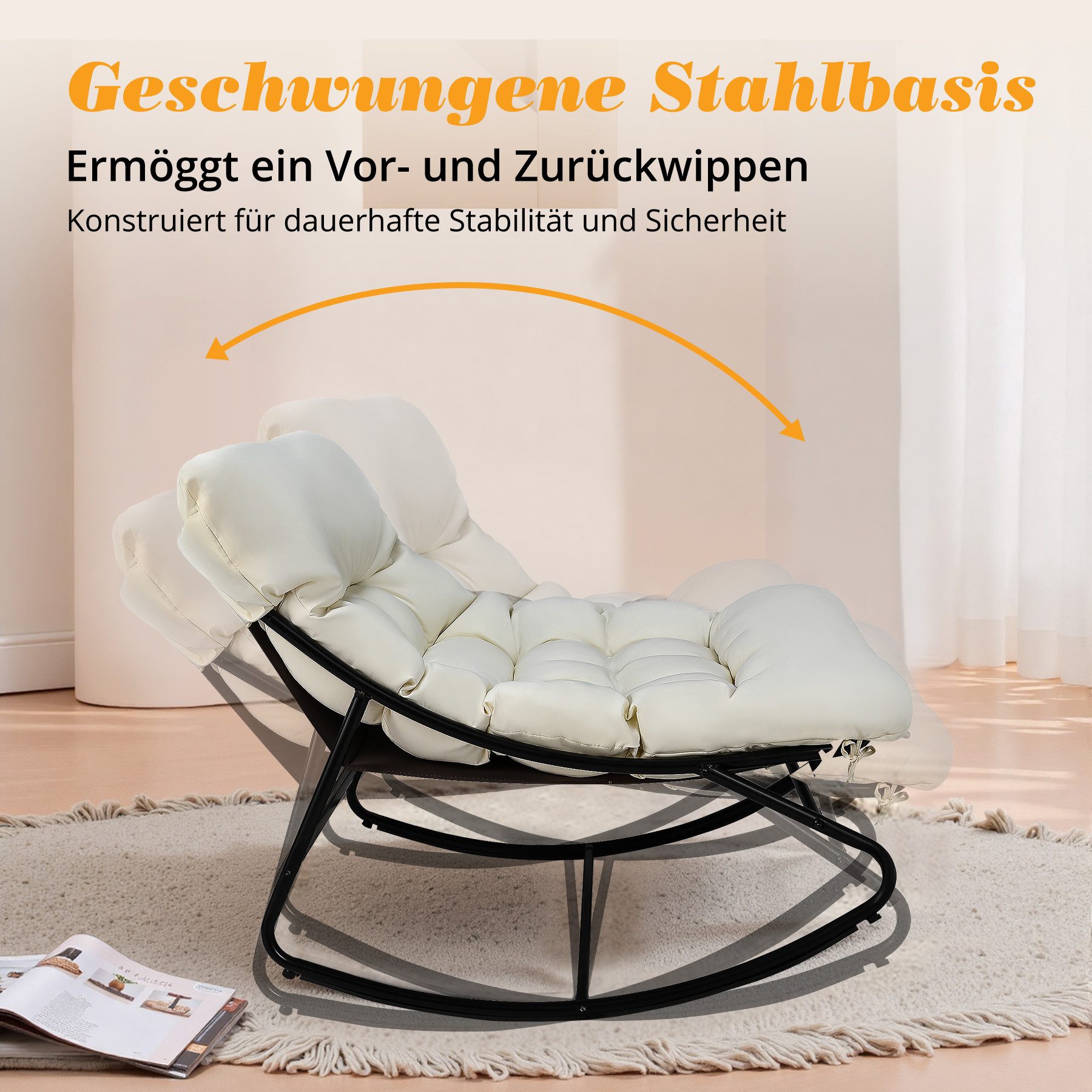 HomeMiYN Loungesessel Loungesessel Sessel Wohnzimmer Gartenliege mit Wendekissen (2er set,bestehend aus sessel mit Gepolsterten Kissen), für kinder,2 erwachsene