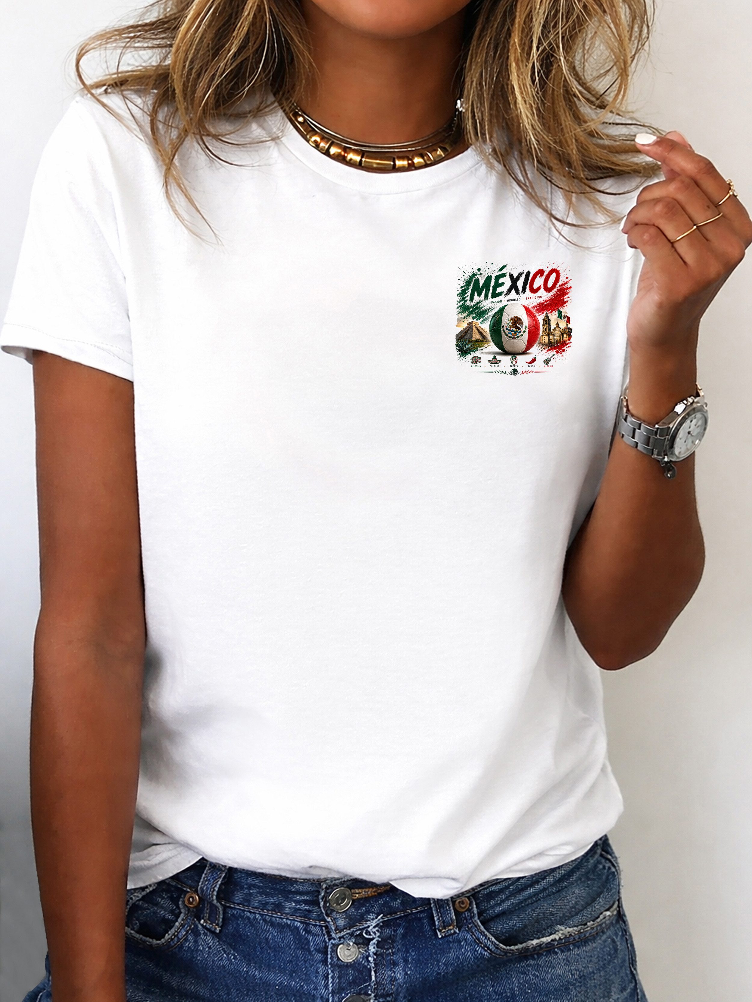 RMK T-Shirt Damen Shirt Rundhals Fußball Mexico WM