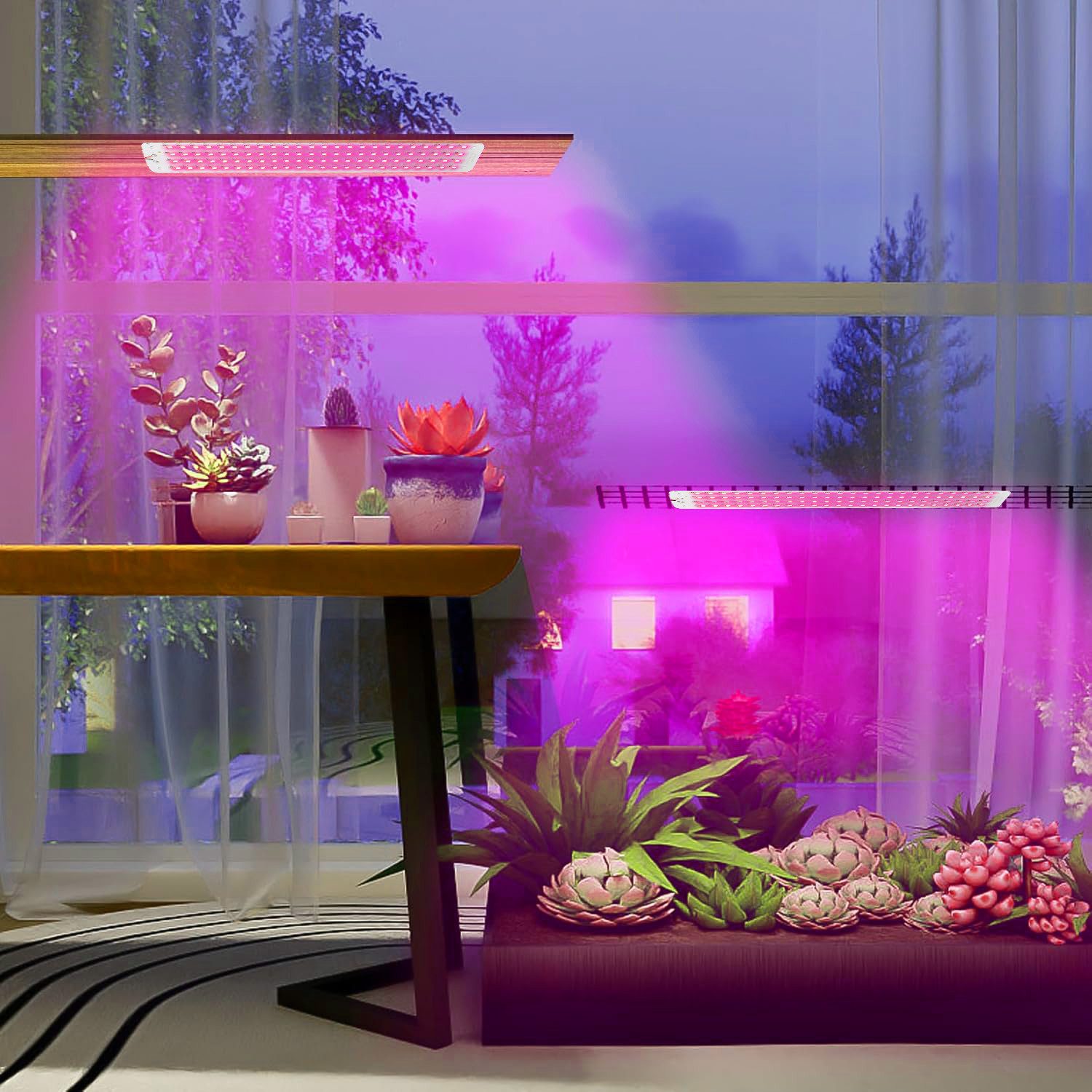Jibenhome Pflanzenlampe 26 x 5 cm USB LED Pflanzenlampe 1/2/3/4 Panels Timer, Dimmbare, 96 LEDs, Pink-violett-1 Panel, 4.5 W/9 W/13.5 W/18 W – Bild 5 von 5