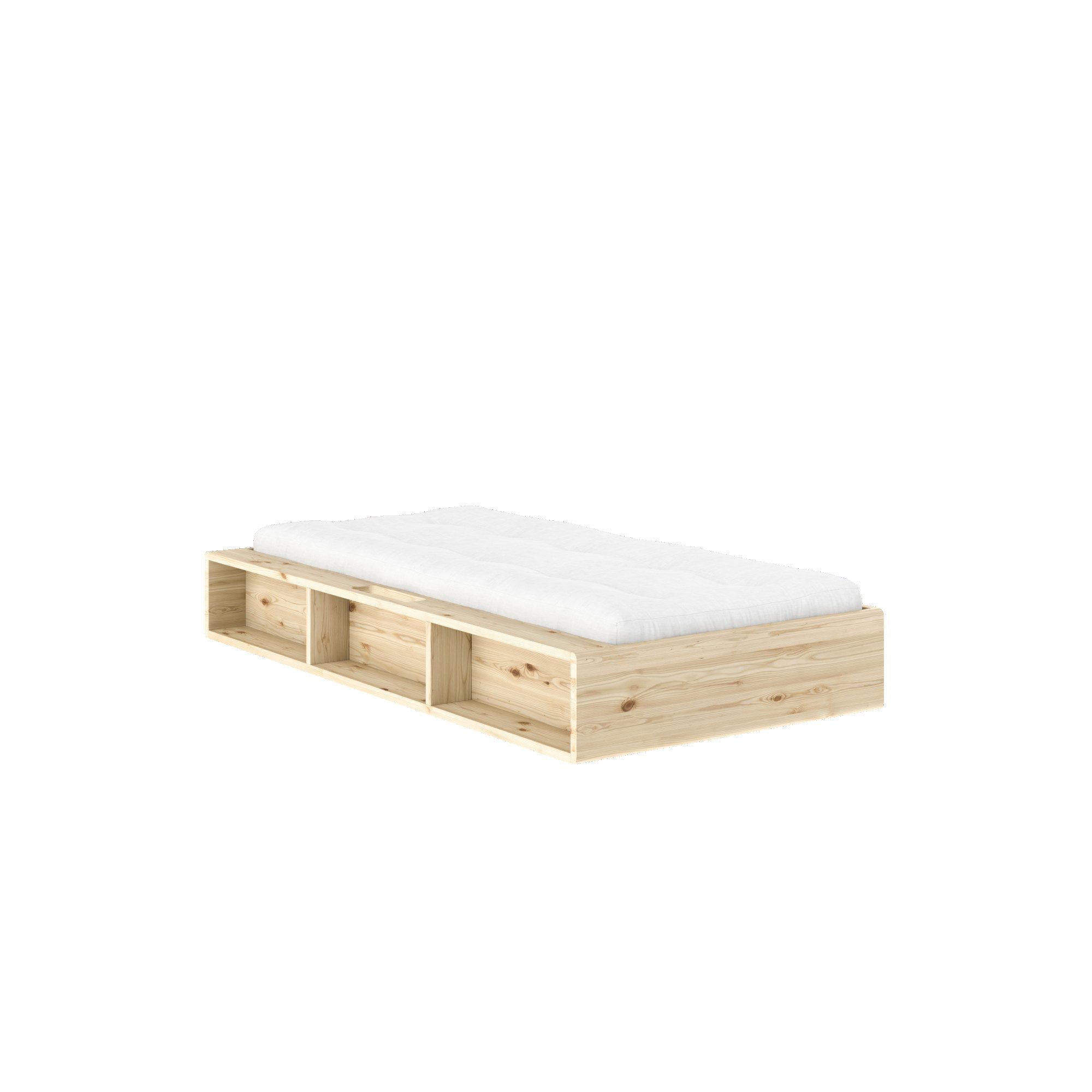 Karup Design Stauraumbett Ziggy Bed, Stauraumbett, FSC®-zertifiziertes Massivholz made in Europe (Erhältlich für Matratzen Breite 90, 120, 140, 160 oder 180 cm), mit 3 Ablagen, inklusive Lattenrost, ohne Matratze, mehrere Farben