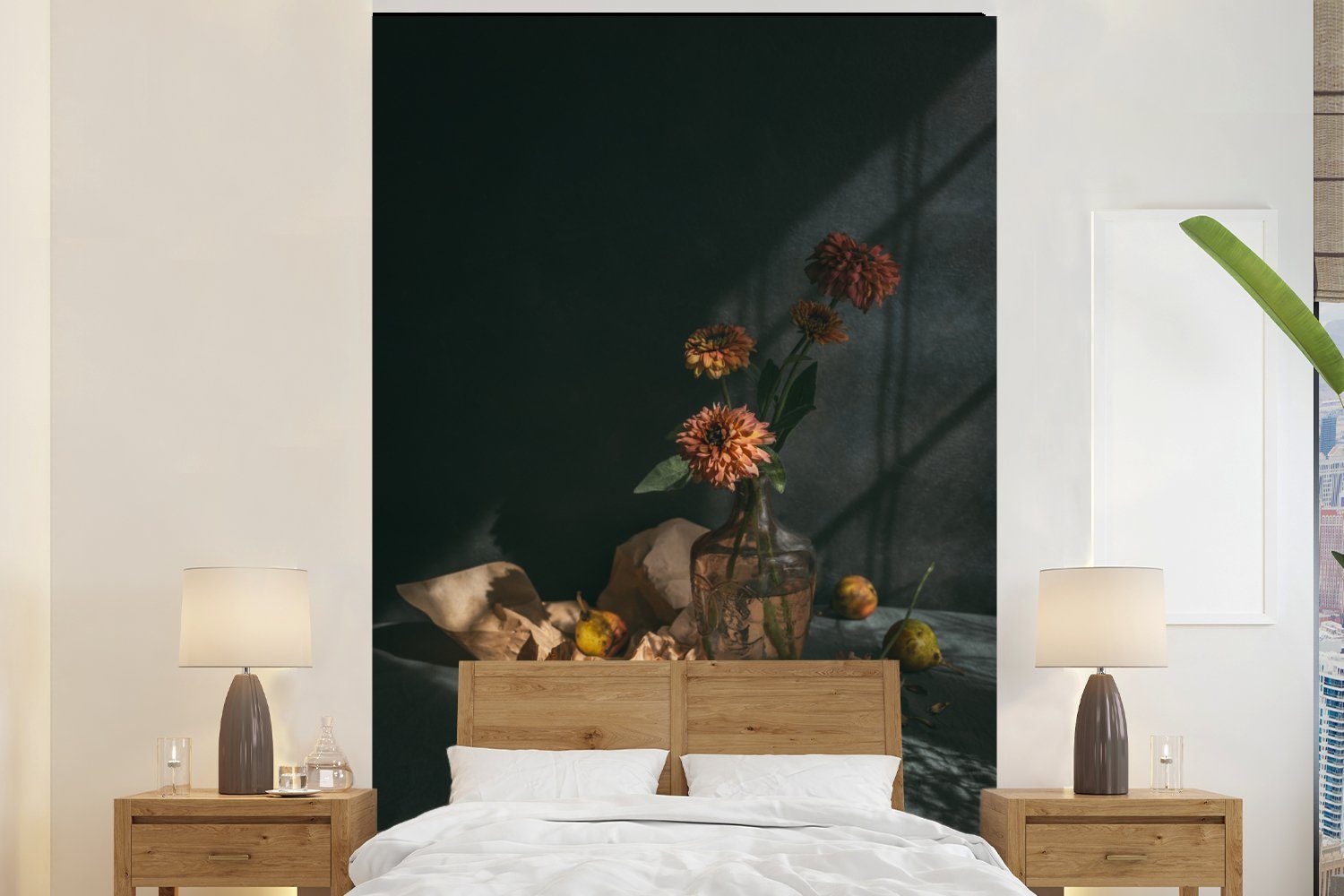 - Wohnzimmer, (3 Vinyl St), für MuchoWow Fototapete Wandtapete Tapete bedruckt, Matt, Blumen Montagefertig Obst Stilleben, -