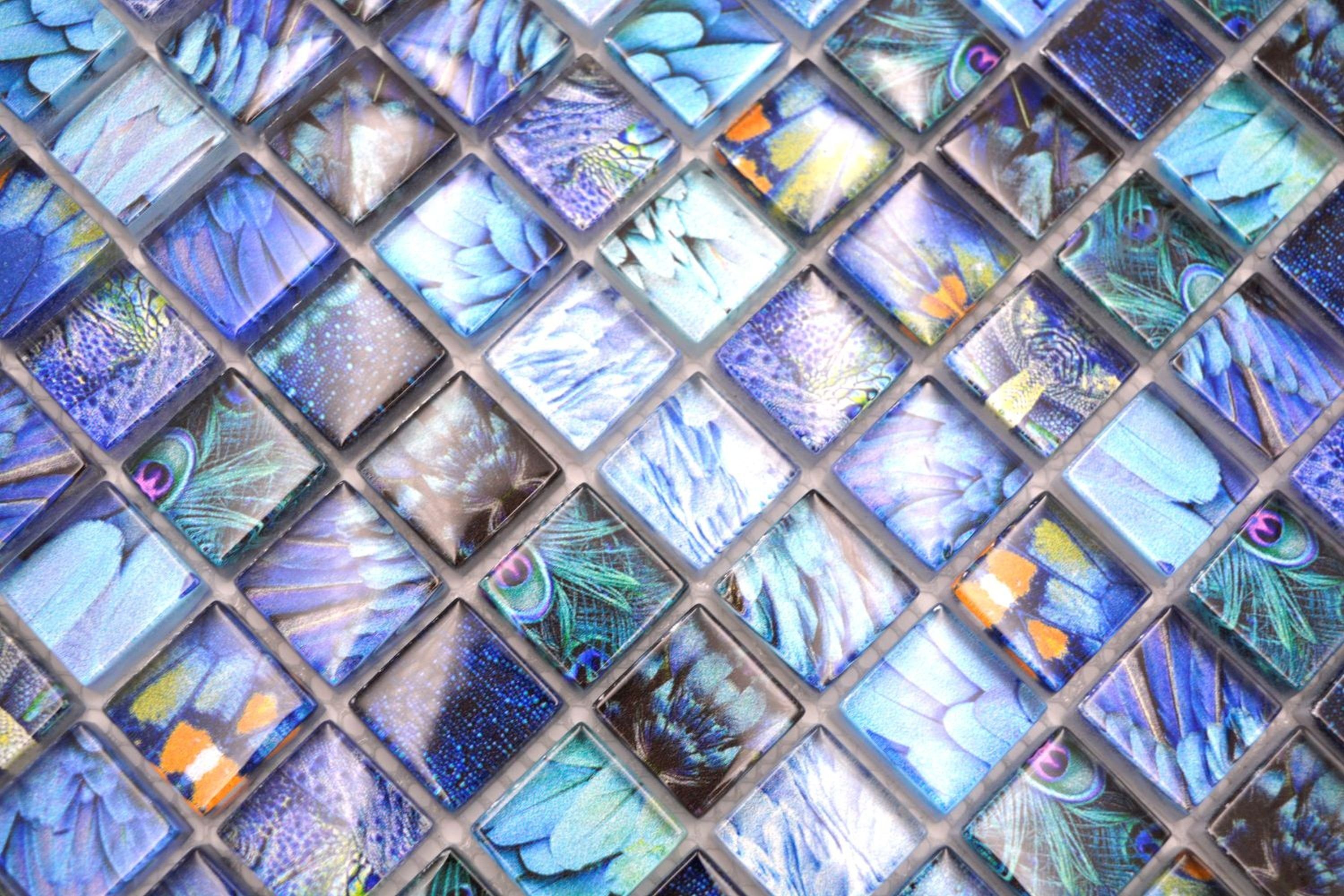 Thumbnail - Mosani Mosaikfliesen Glasmosaik Crystal Mosaikfliesen blau glänzend / 10 Mosaikmatten